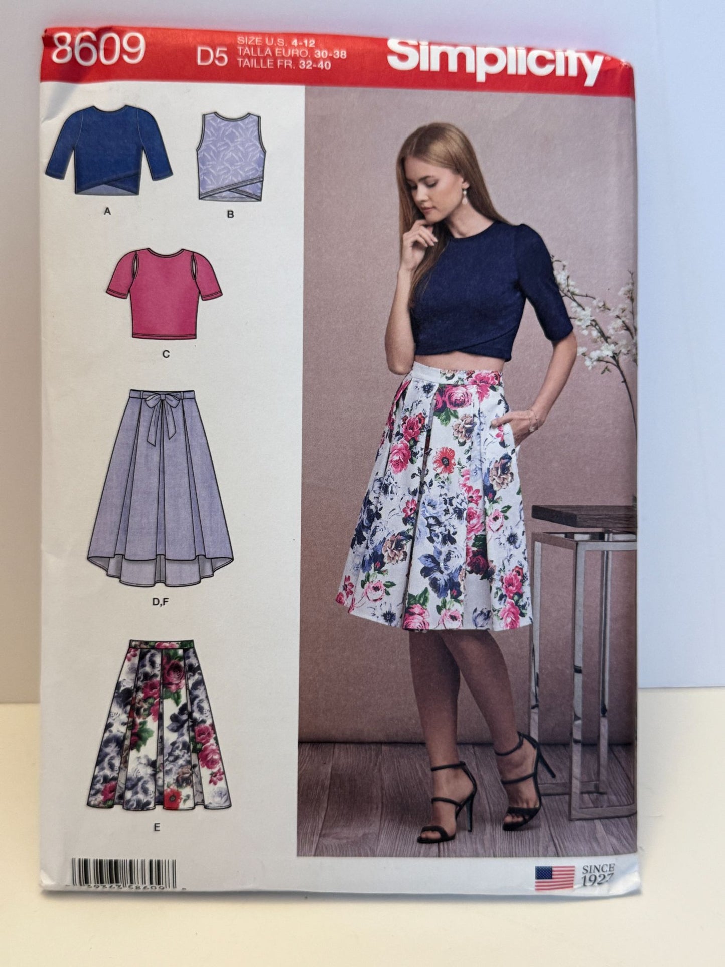 Simplicity Sewing Pattern 8609 Misses Crossover Crop Top Hi Low Skirt Sizes 4-12