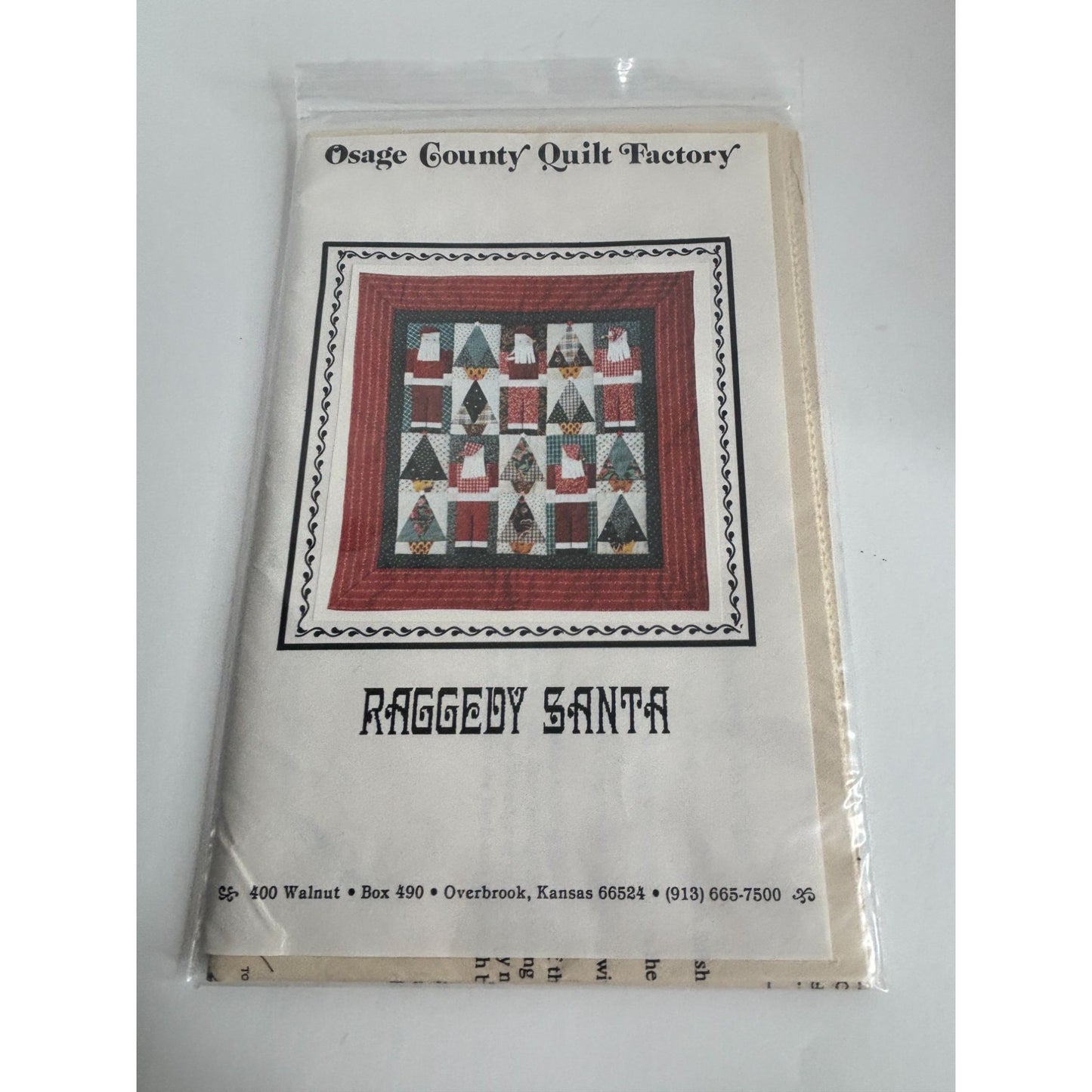 Osage County Quilt Factory Pattern Raggedy Santa Christmas Holidays Piecing UC