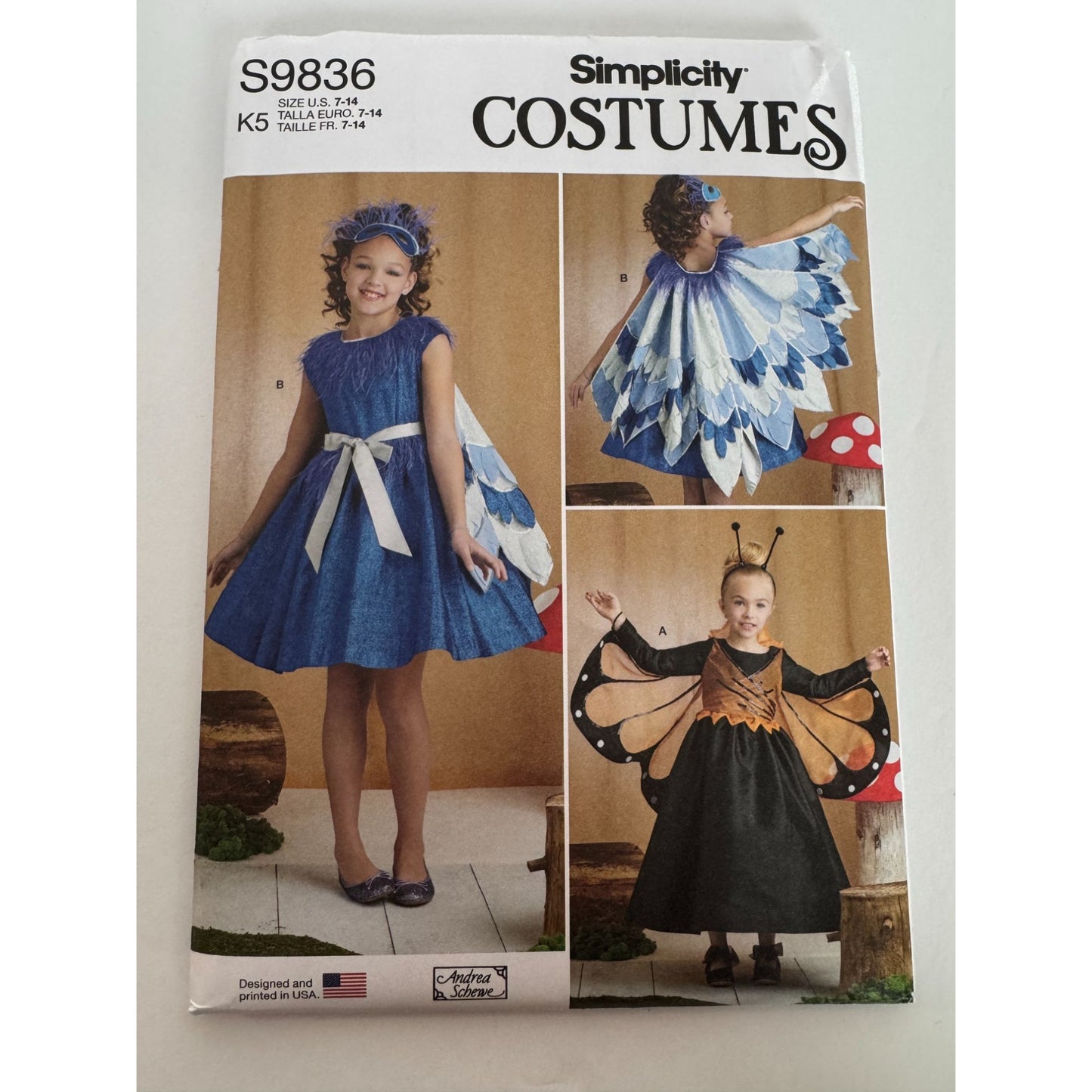 Simplicity Sewing Pattern S9836 Girls Bird and Butterfly Costumes Dress 7-14 UC