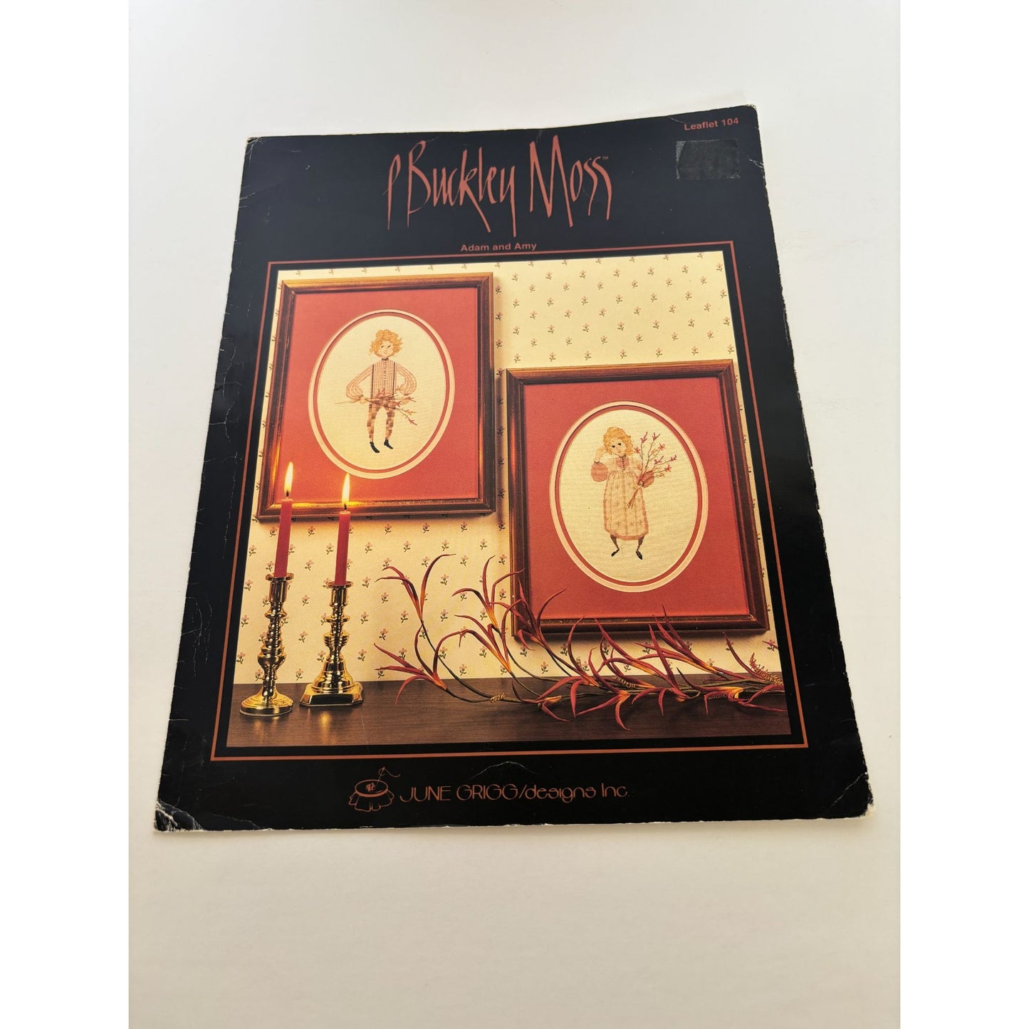 P Buckley Moss Cross Stitch Pattern Adam and Amy Girl Boy Folk Art Leaflet 104