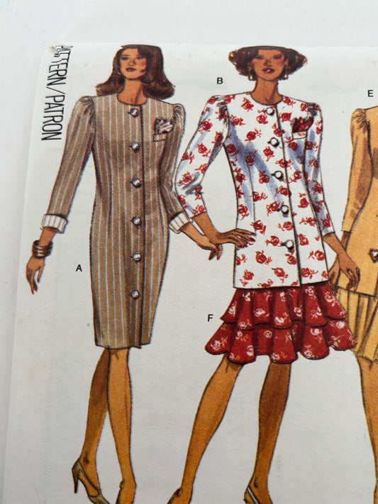 Butterick Sewing Pattern 6579 Straight Dress Skirt Vintage 90s Workwear 6-10 UC