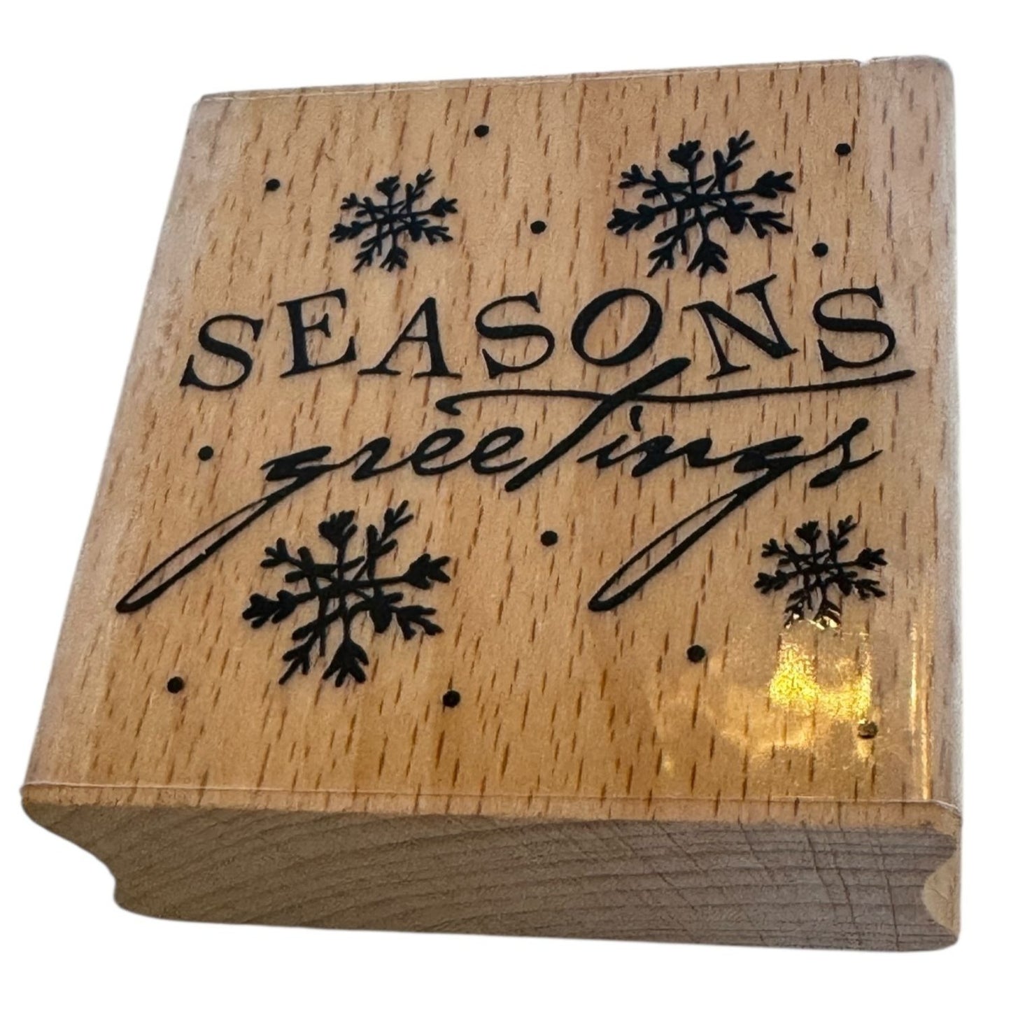 Hobby Lobby Wood Rubber Stamp Seasons Greetings Christmas Cardmaking Snowflakes