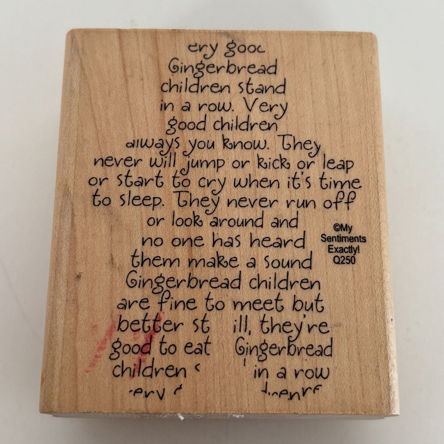 My Sentiments Exactly Rubber Stamp Gingerbread Man Poem Children Christmas Q250
