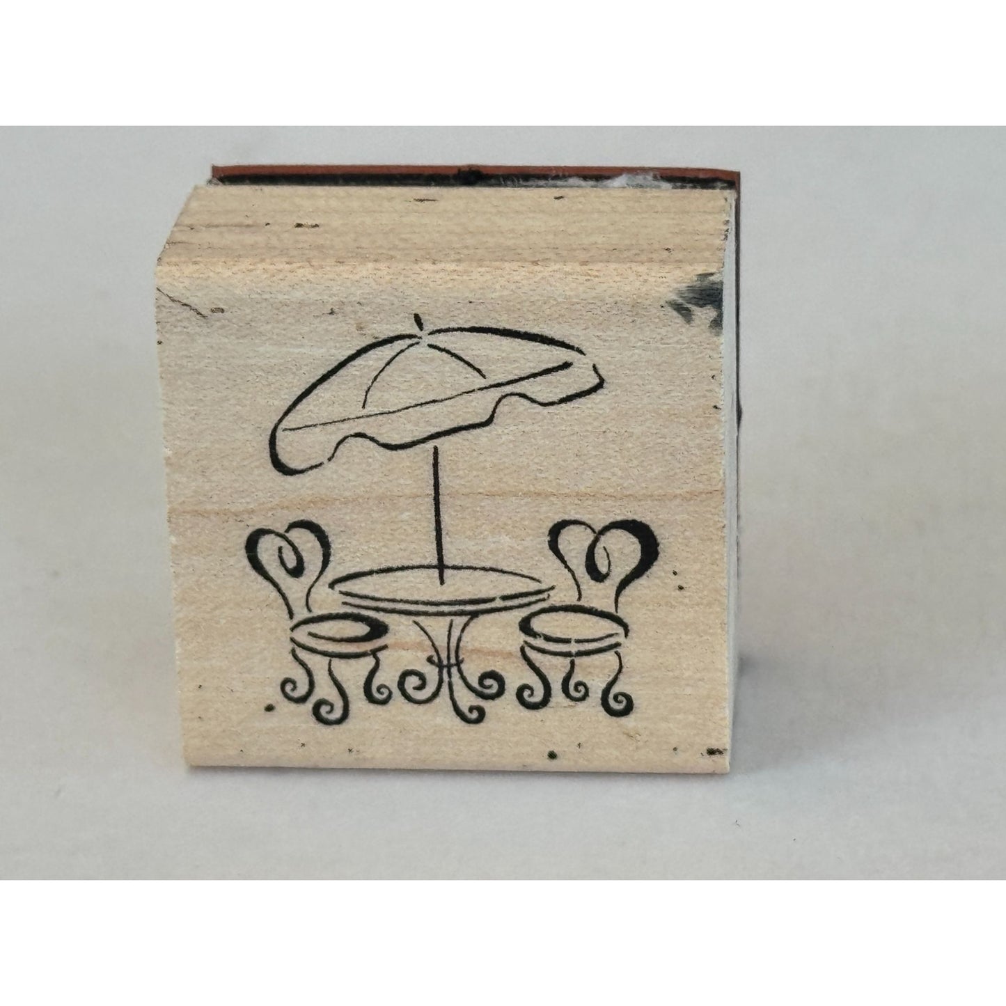 Rubber Stamp Bistro Table Chairs and Umbrella Lunch Date Small Card Making Craft