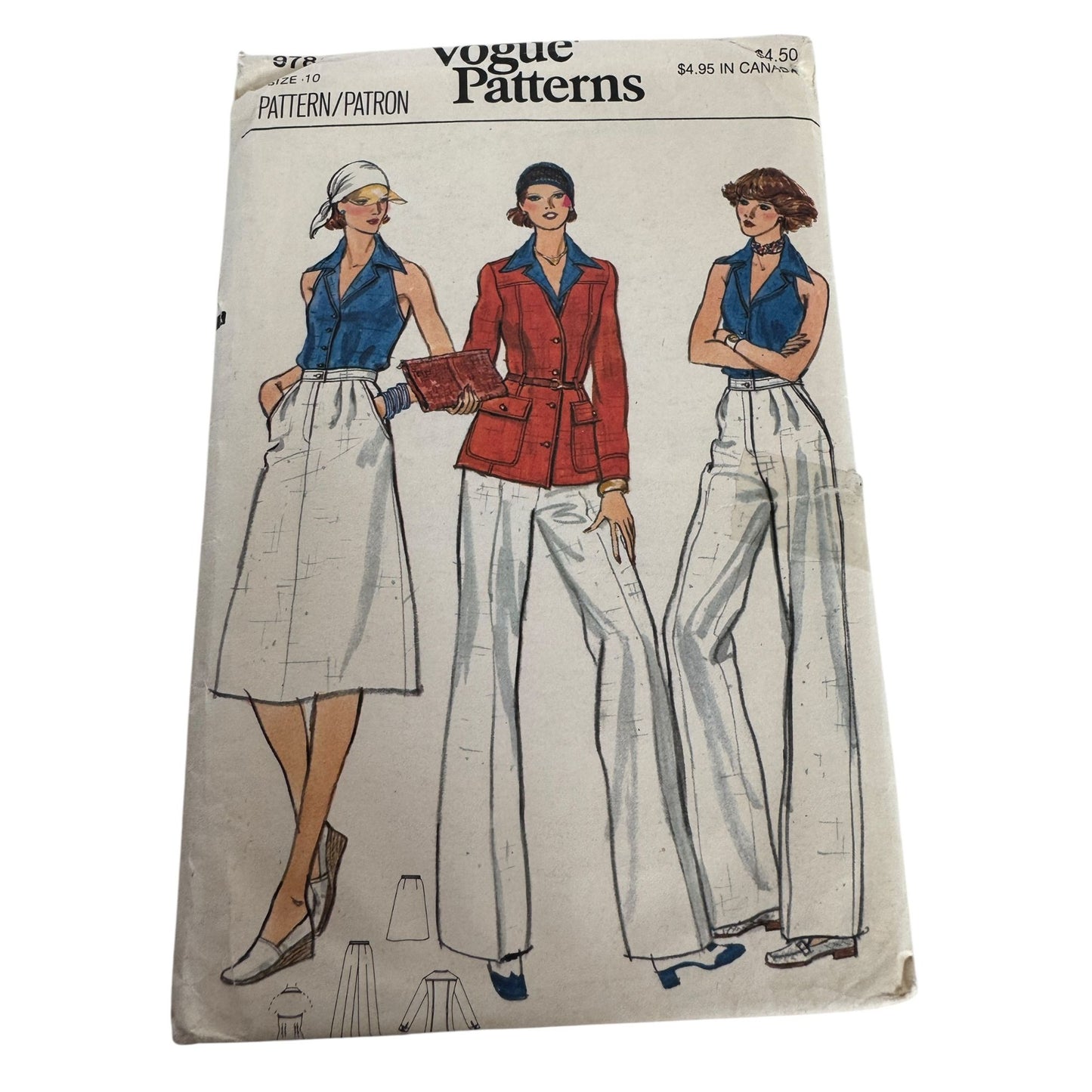 Vogue Sewing Pattern 9784 Misses Jacket Top Pants Skirt Casual Outfit Size 10 UC