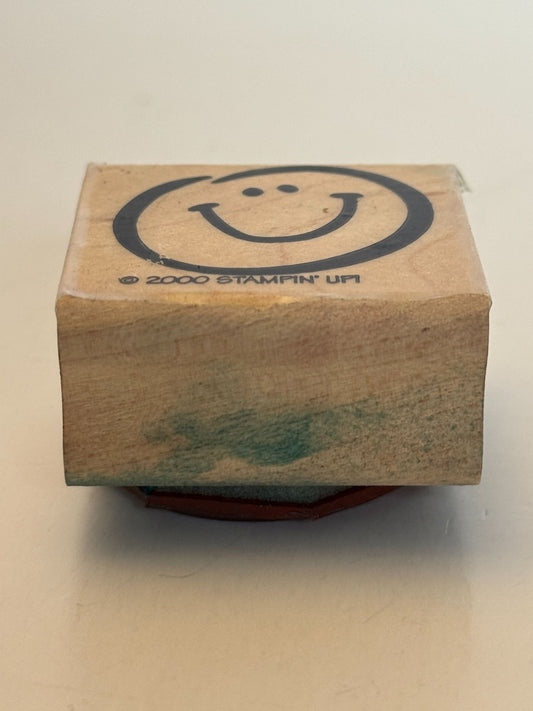 Stampin Up Rubber Stamp Smiley Face Happy Smile Card Making Craft Wood Mounted