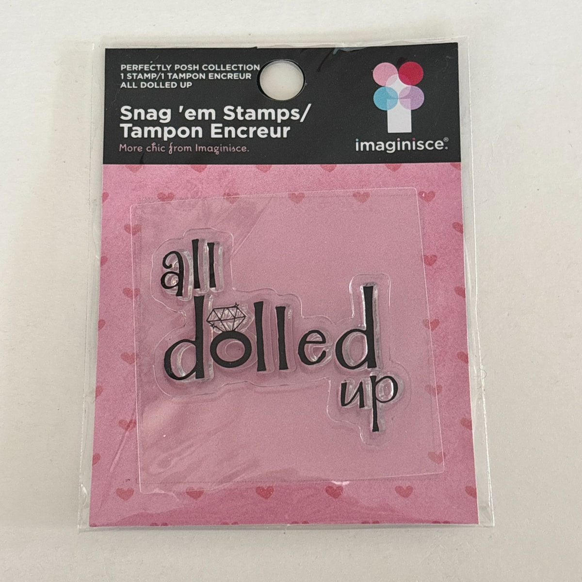 Imaginisce Clear Stamp All Dolled Up Snag Em Perfectly Posh Cardmaking Words Sentiment