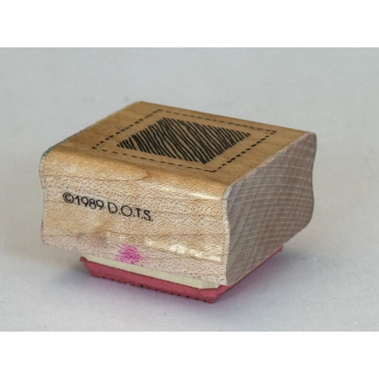 DOTS Rubber Stamp Framed Striped Square Striped Craft Card Making Wood Mounted