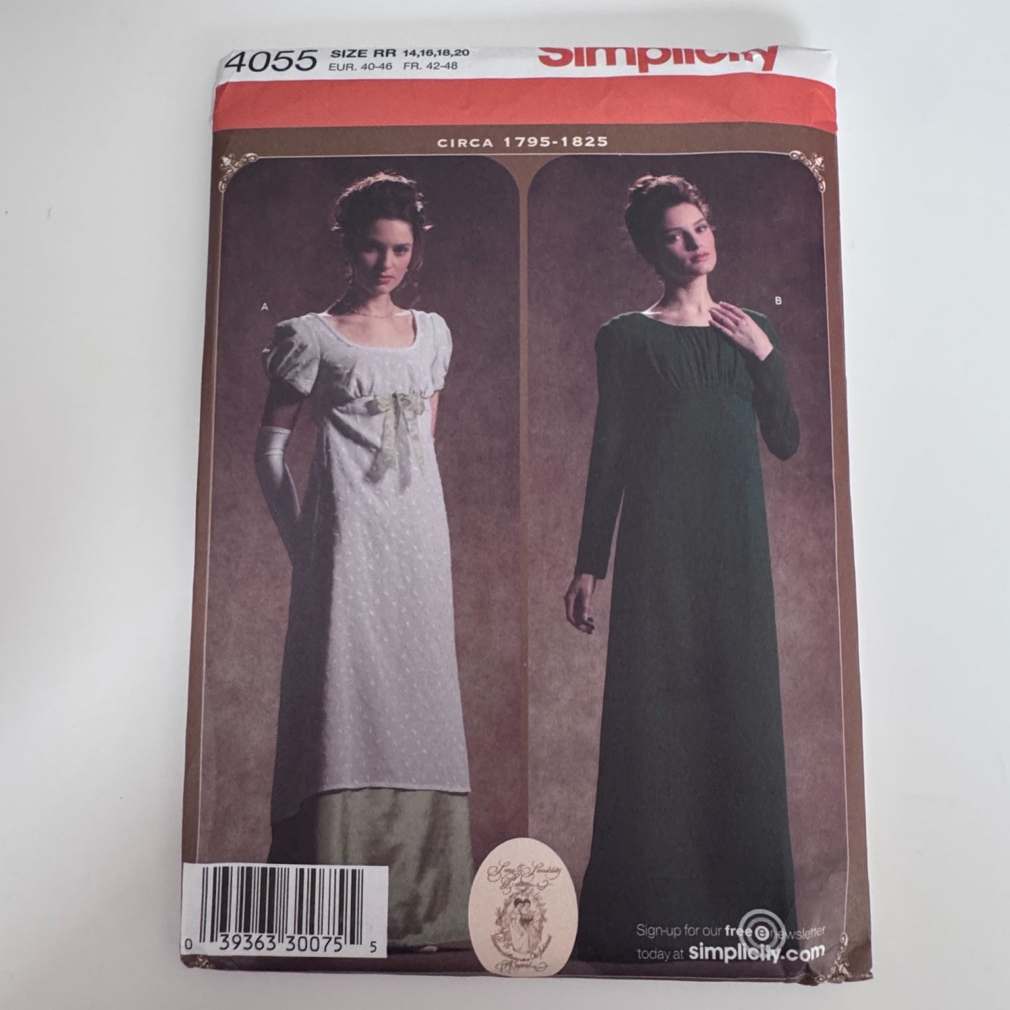 Simplicity Sewing Pattern 4055 Regency Era Dress Historical Costume 14-20 Uncut Circa 1795-1825 Halloween