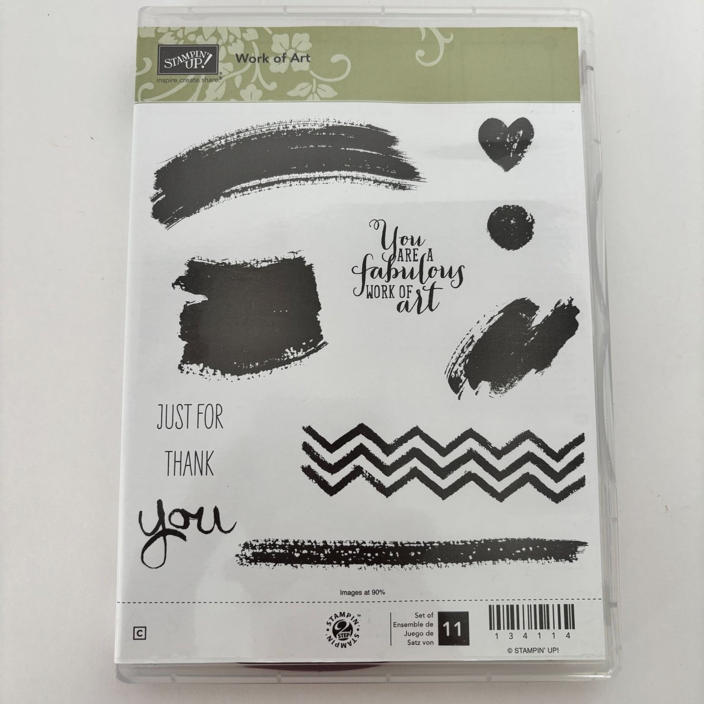 Stampin Up Clear Mount Rubber Stamp Set Work of Art Paint Smudge Chevron Lines