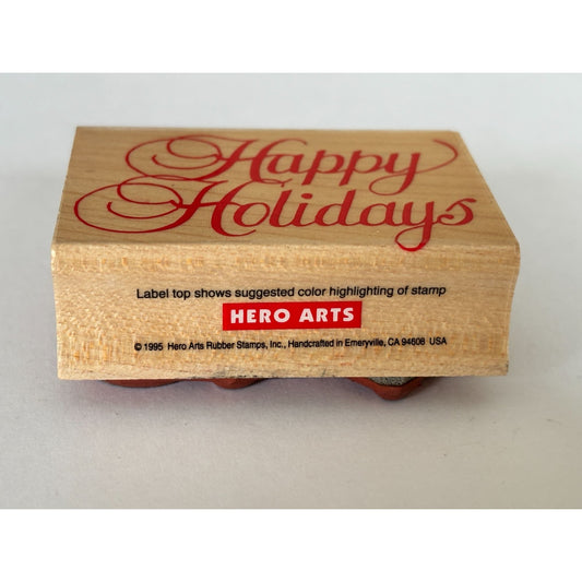 Hero Arts Rubber Stamp Happy Holidays Christmas Cardmaking Fancy Script Greeting