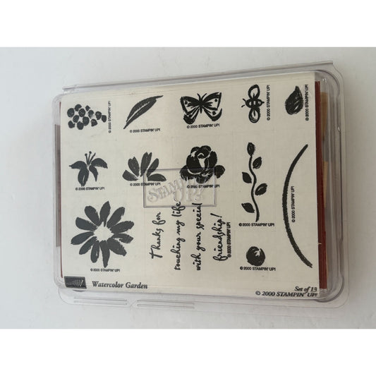 Stampin Up Rubber Stamp Watercolor Garden Flowers Leaf Garden Bumble Bee Set 13