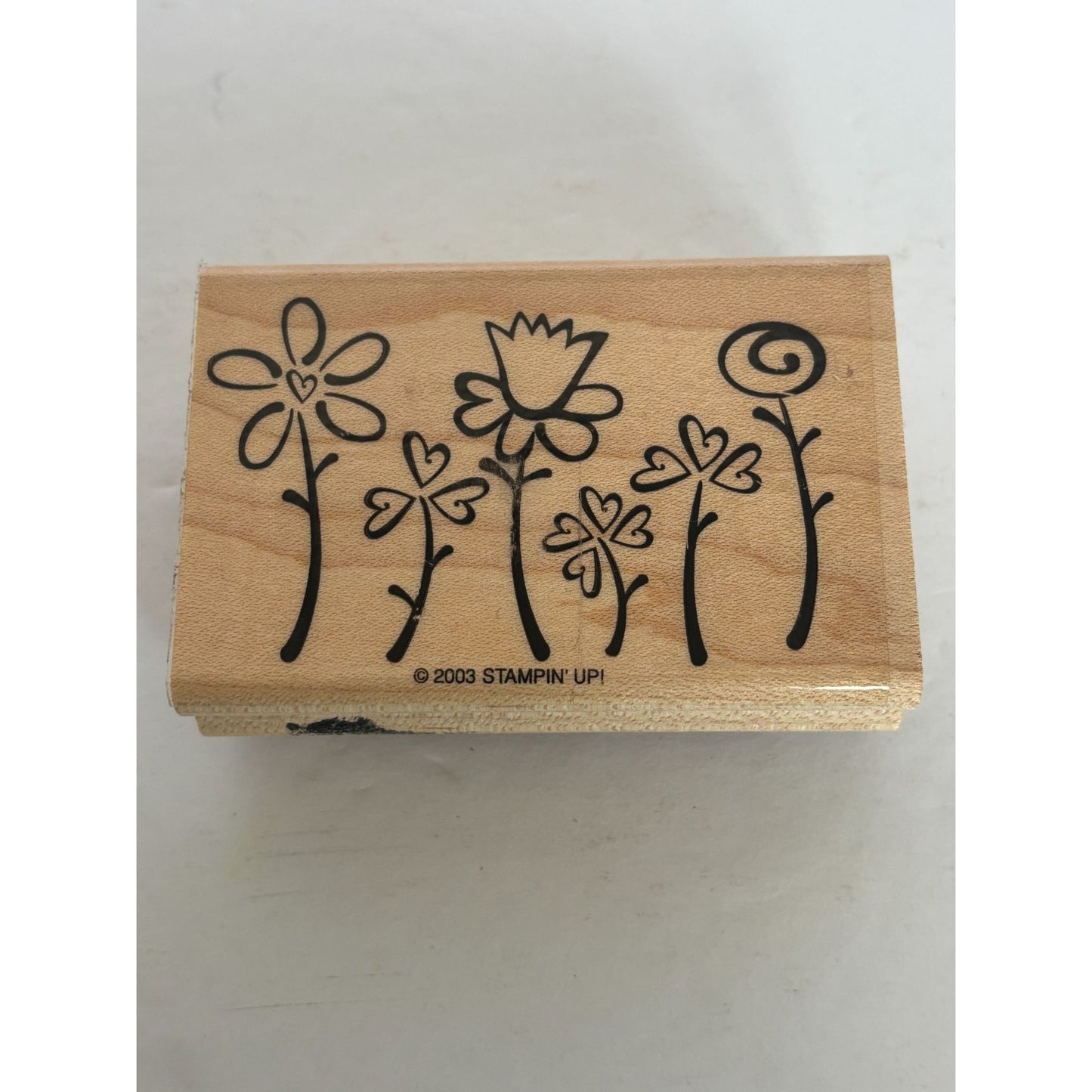 Stampin Up Wooden Rubber Stamp Flowers Row Border Cheerful Friend Card Making