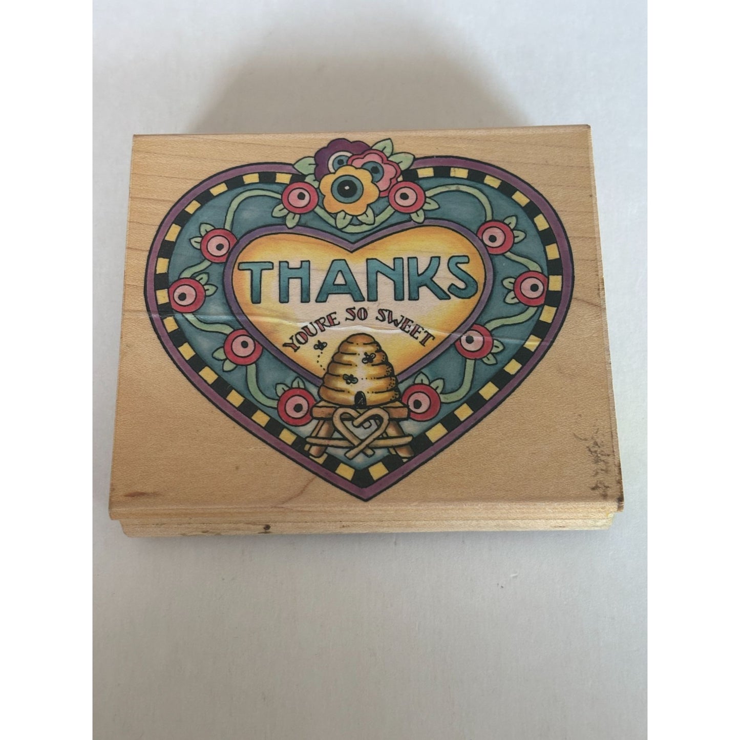 Penny Black Rubber Stamp Bee Hive Heart Thanks You are So Sweet Thank You Words