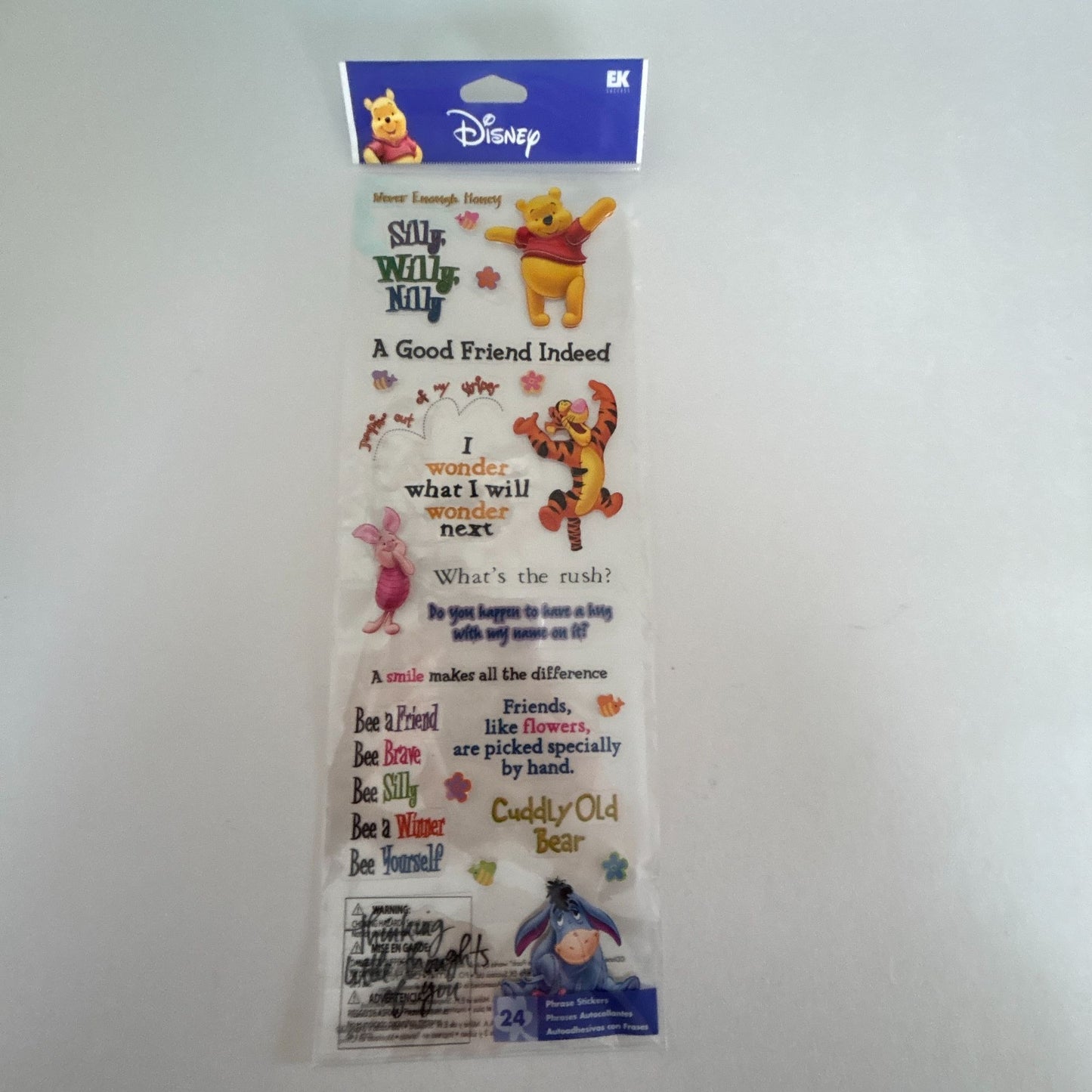 Disney Winnie Pooh Sticker Sheet Quote Eeyore Tigger Piglet Scrapbook Stickers Funny Friendship Bees
