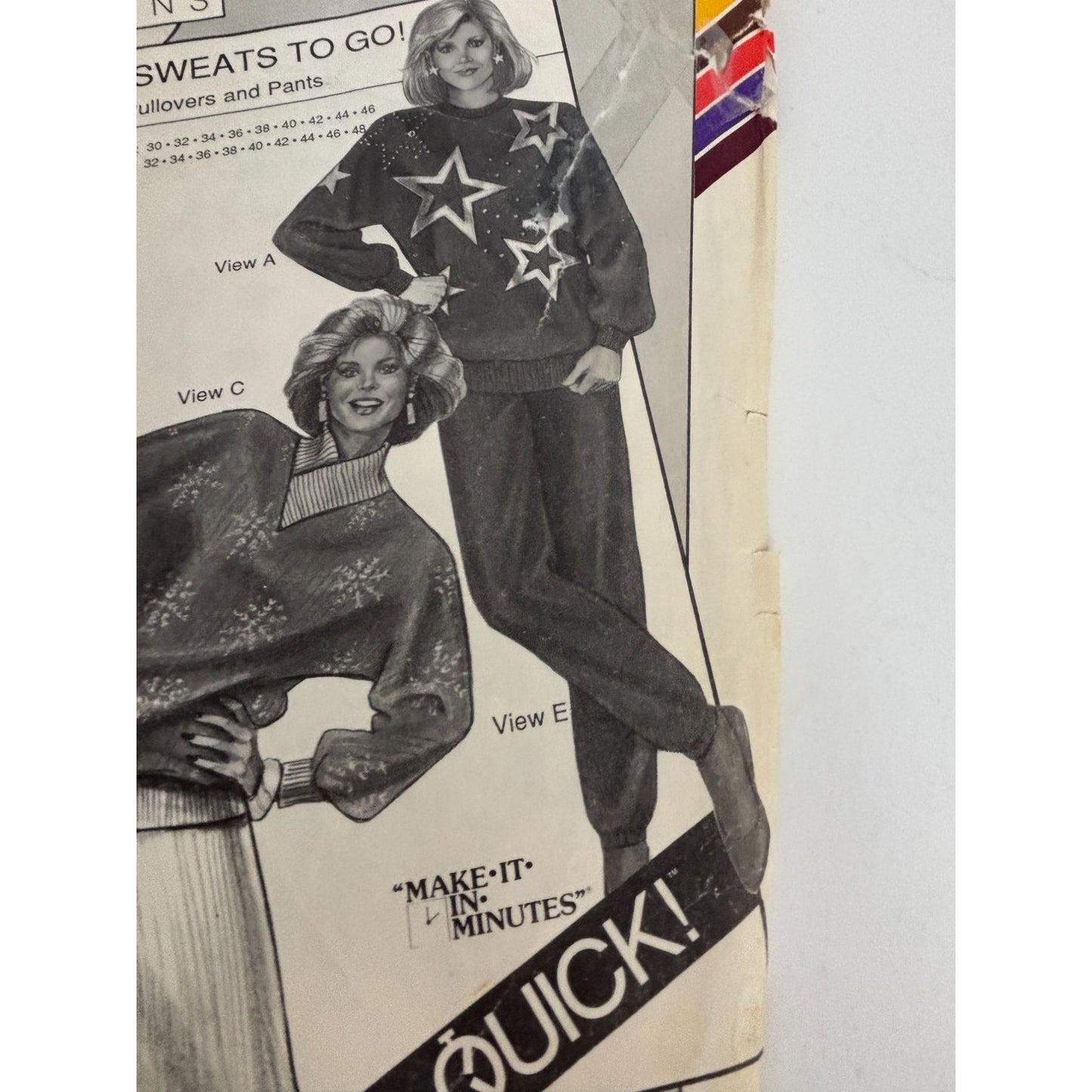Stretch and Sew Sewing Pattern 5000 Sweats To Go Sweatpants Sweatshirt UC 1980s