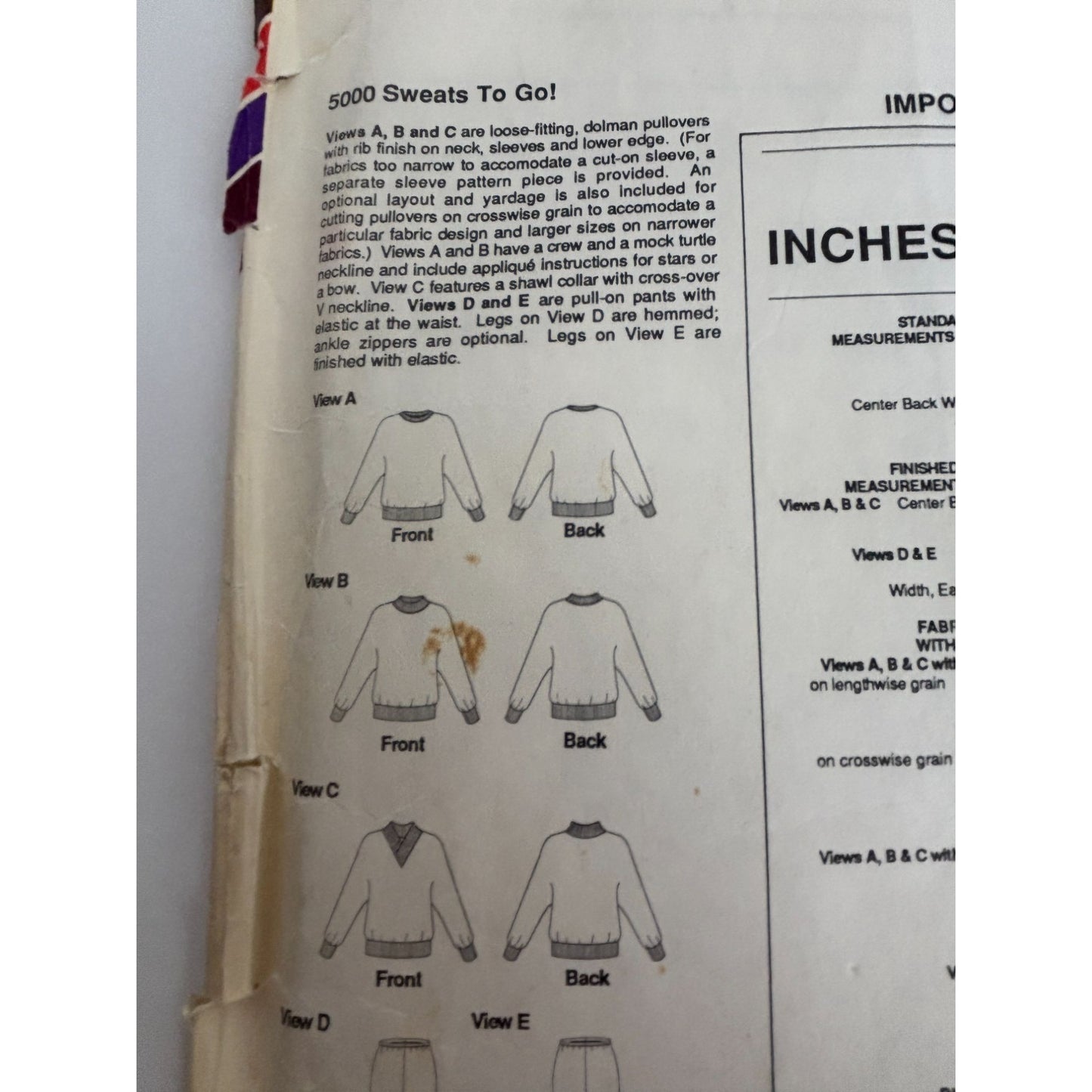 Stretch and Sew Sewing Pattern 5000 Sweats To Go Sweatpants Sweatshirt UC 1980s