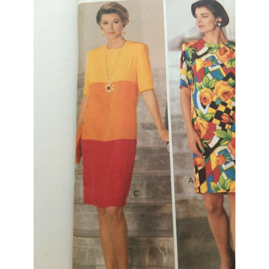 Butterick Sewing Pattern 5980 Sheath Dress Color Block Fast Easy Career 6 8 10