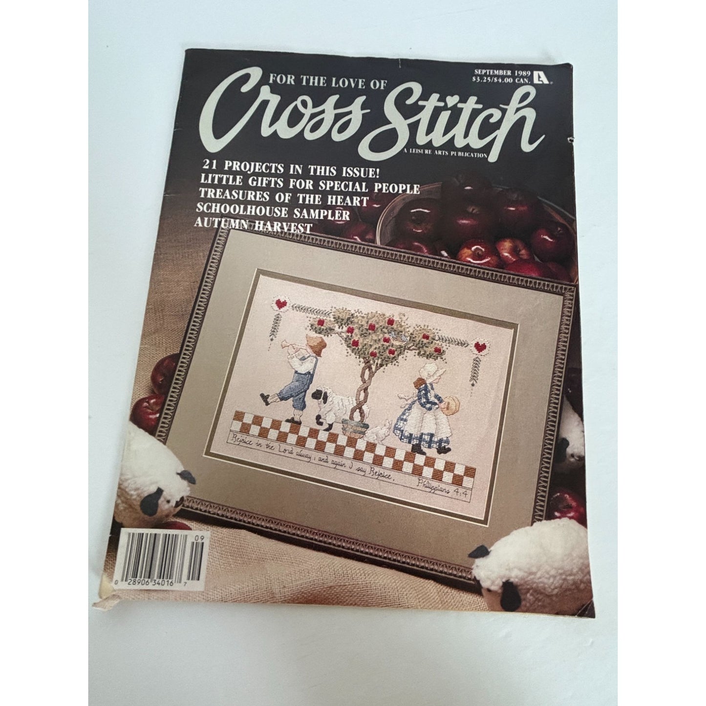 For The Love Of Cross Stitch Magazine September 1989 Apple Tree Bible Quote Fall