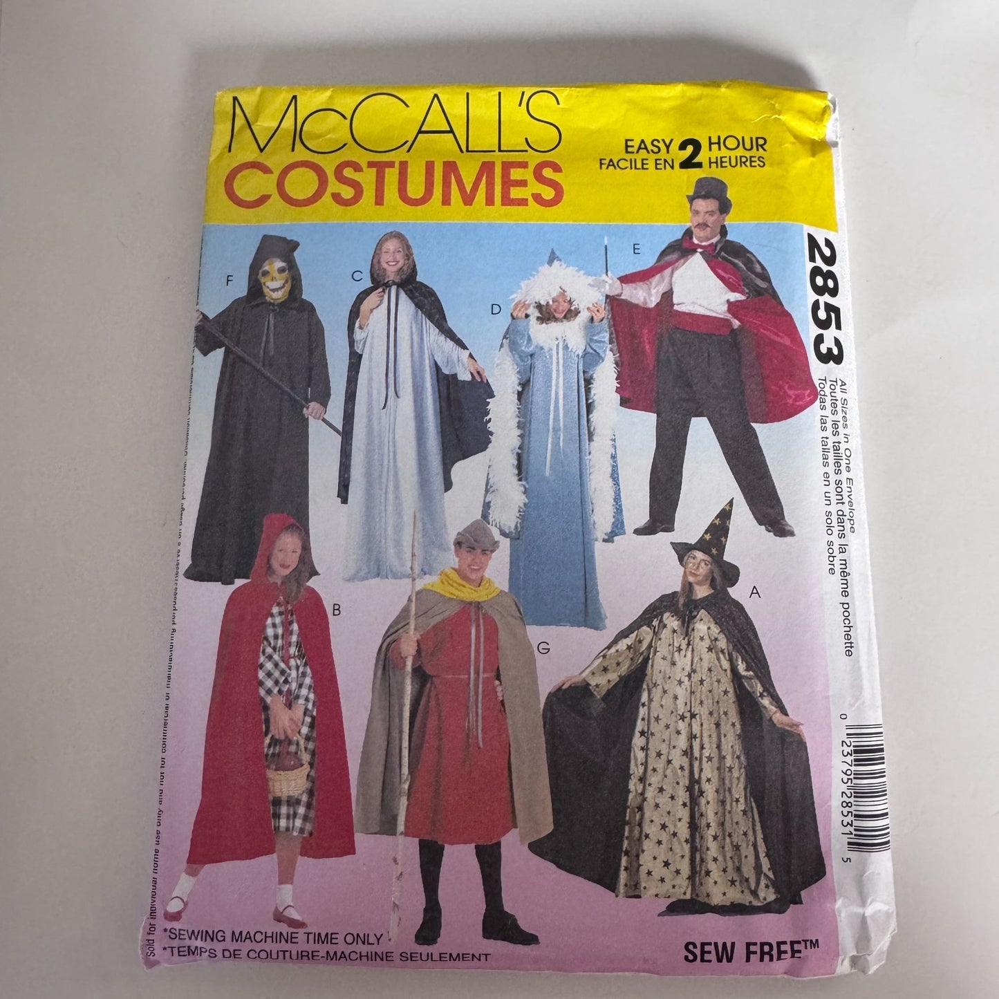 McCalls Sewing Pattern 2853 Halloween Costumes Magician Witch Robin Hood S-XL Uncut Grim Reaper