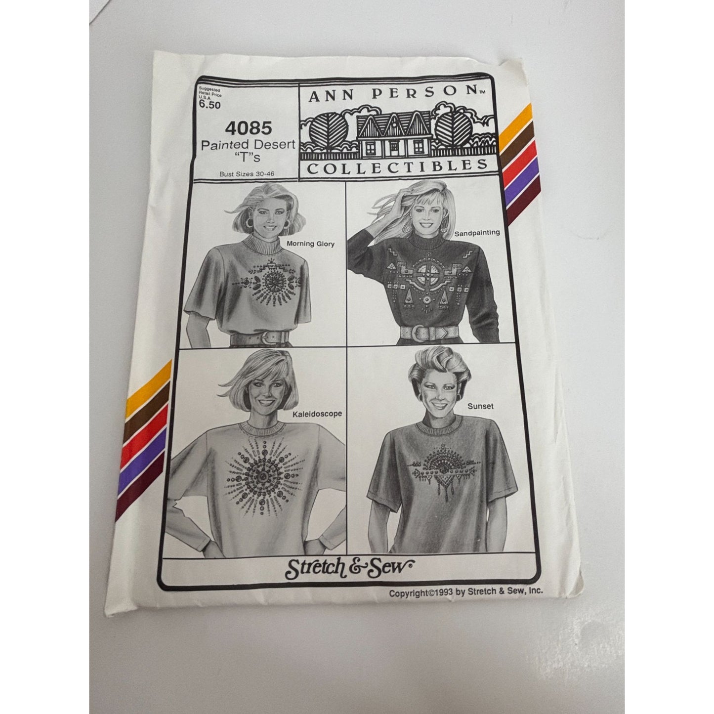 Stretch and Sew Sewing Pattern 4085 Painted Desert Ts T-Shirts Ann Person Uncut