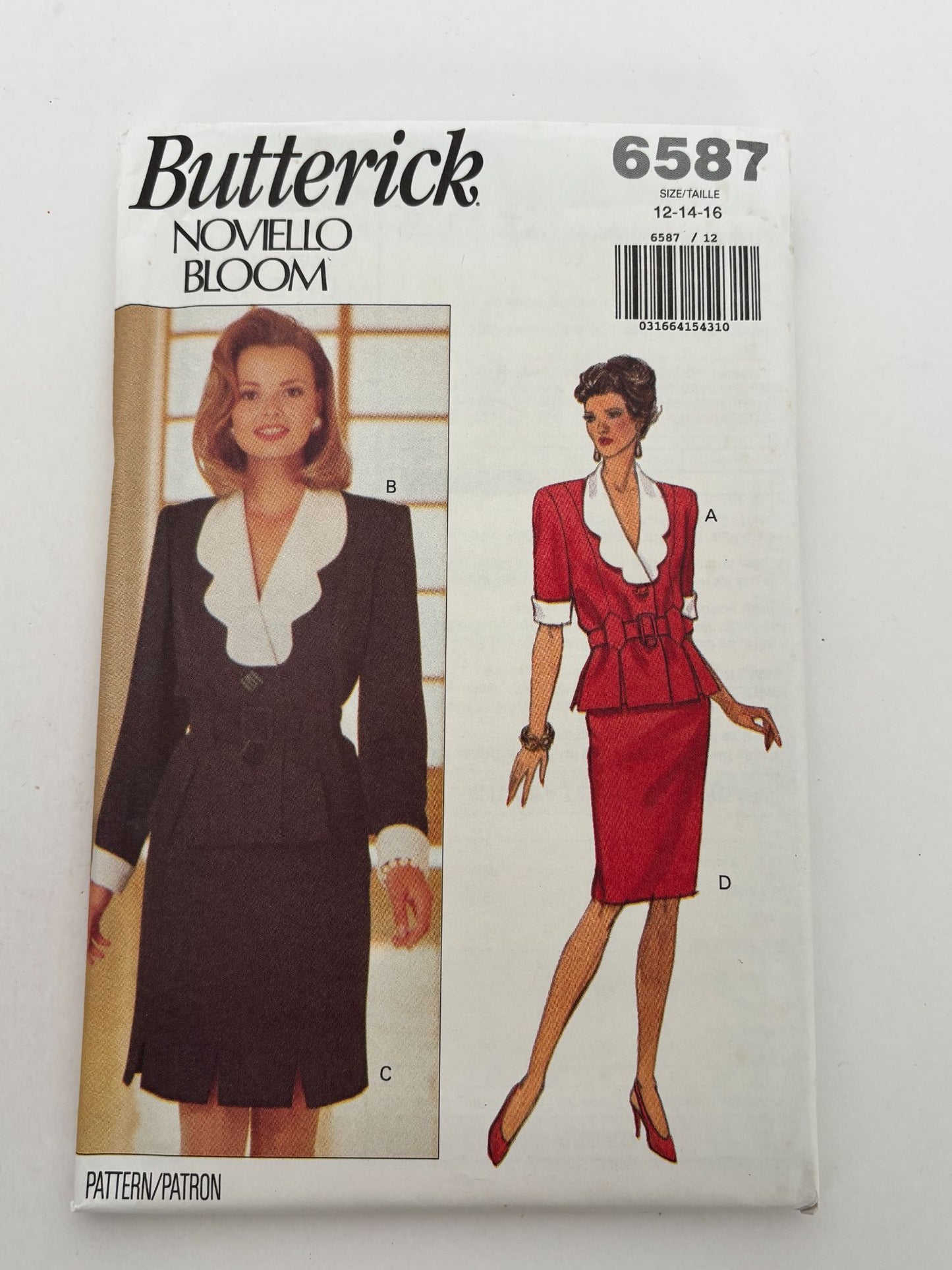 Butterick Sewing Pattern 6587 Power Suit Officewear Skirt Career Work 12-16 UC