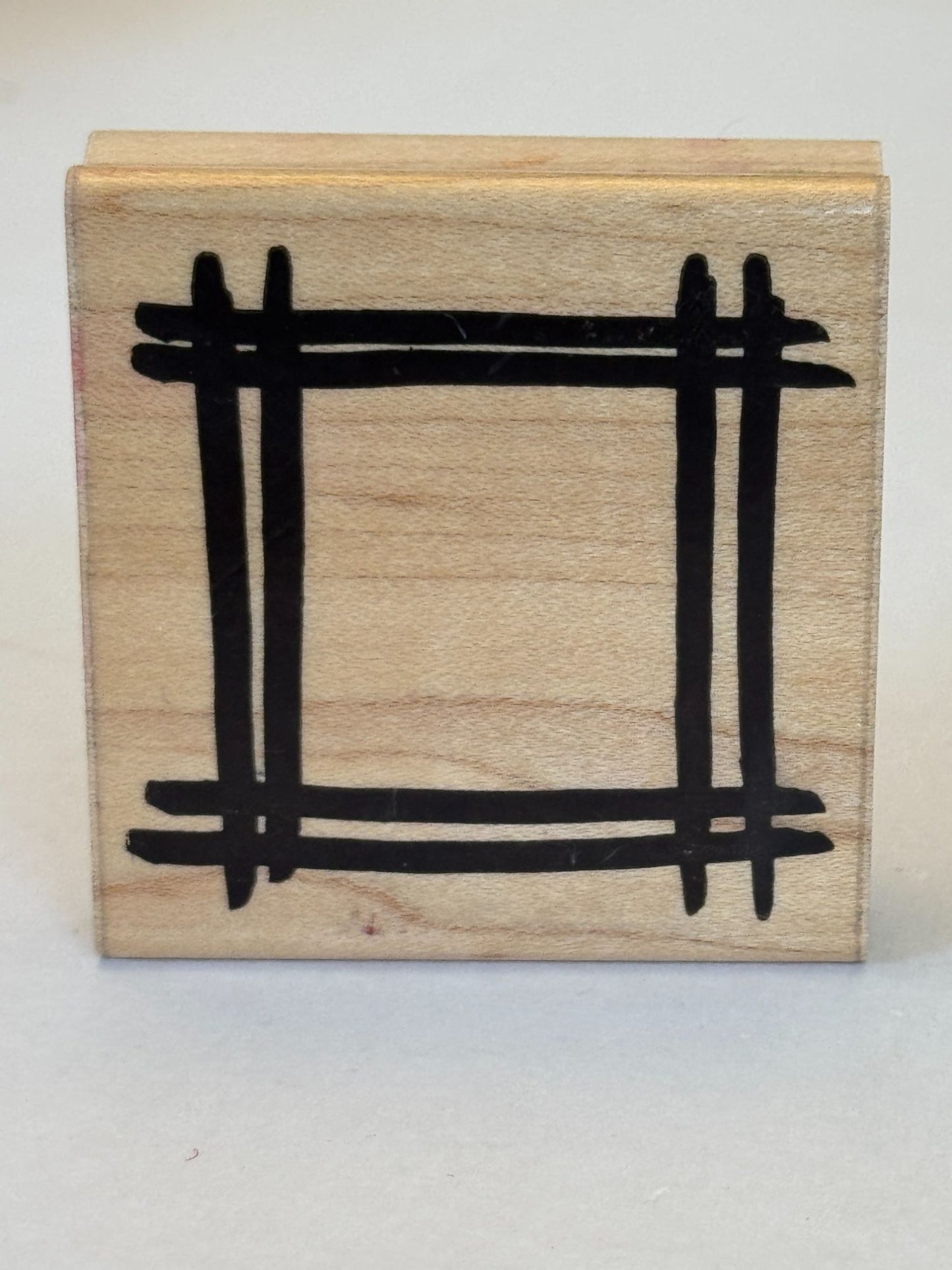 JRL Design Rubber Stamp Brushed Frame Square Lines Card Making Wood Mounted Art