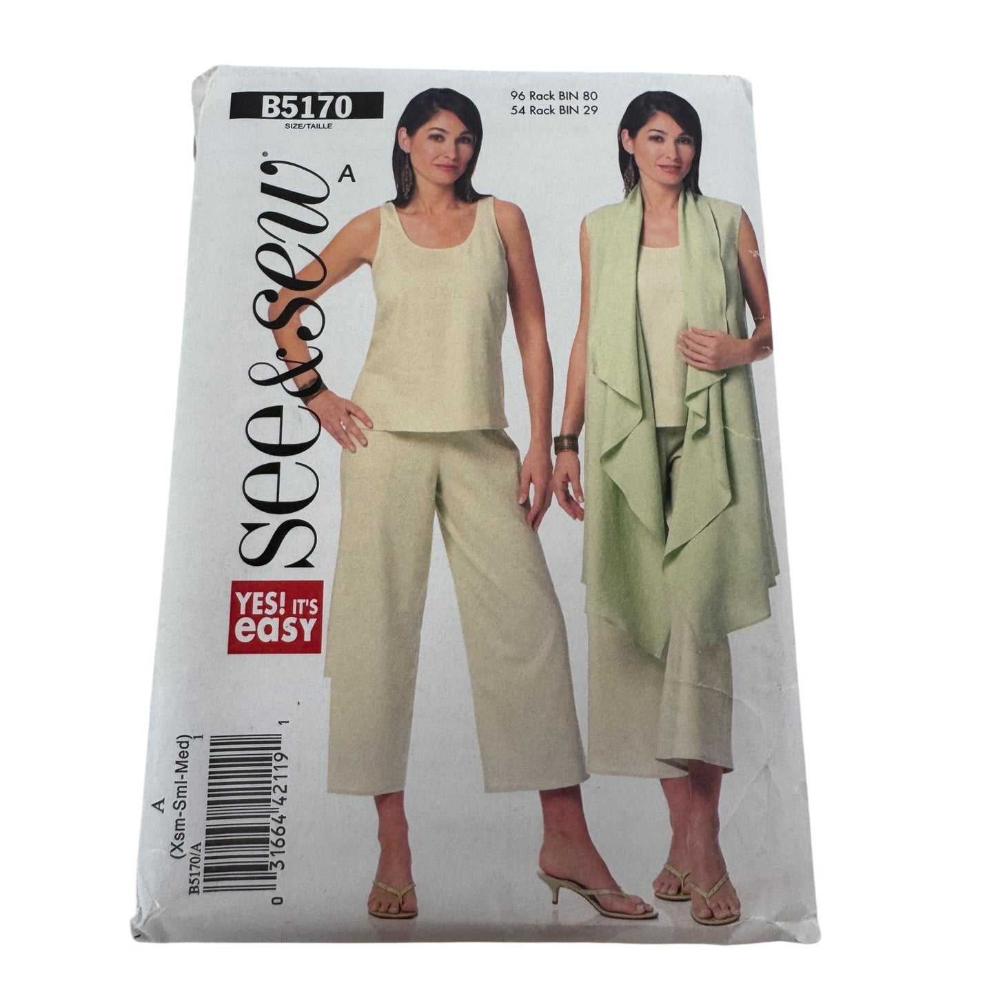 Butterick Sewing Pattern B5170 Cascading Shawl Top Pants Outfit Easy Uncut 4-14