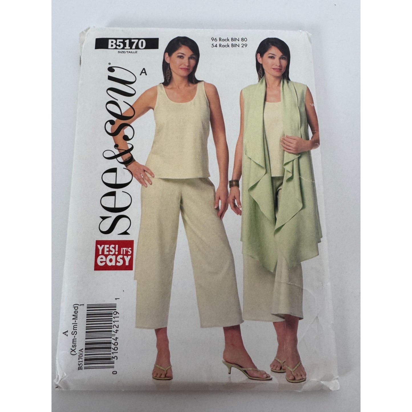 Butterick Sewing Pattern B5170 Cascading Shawl Top Pants Outfit Easy Uncut 4-14