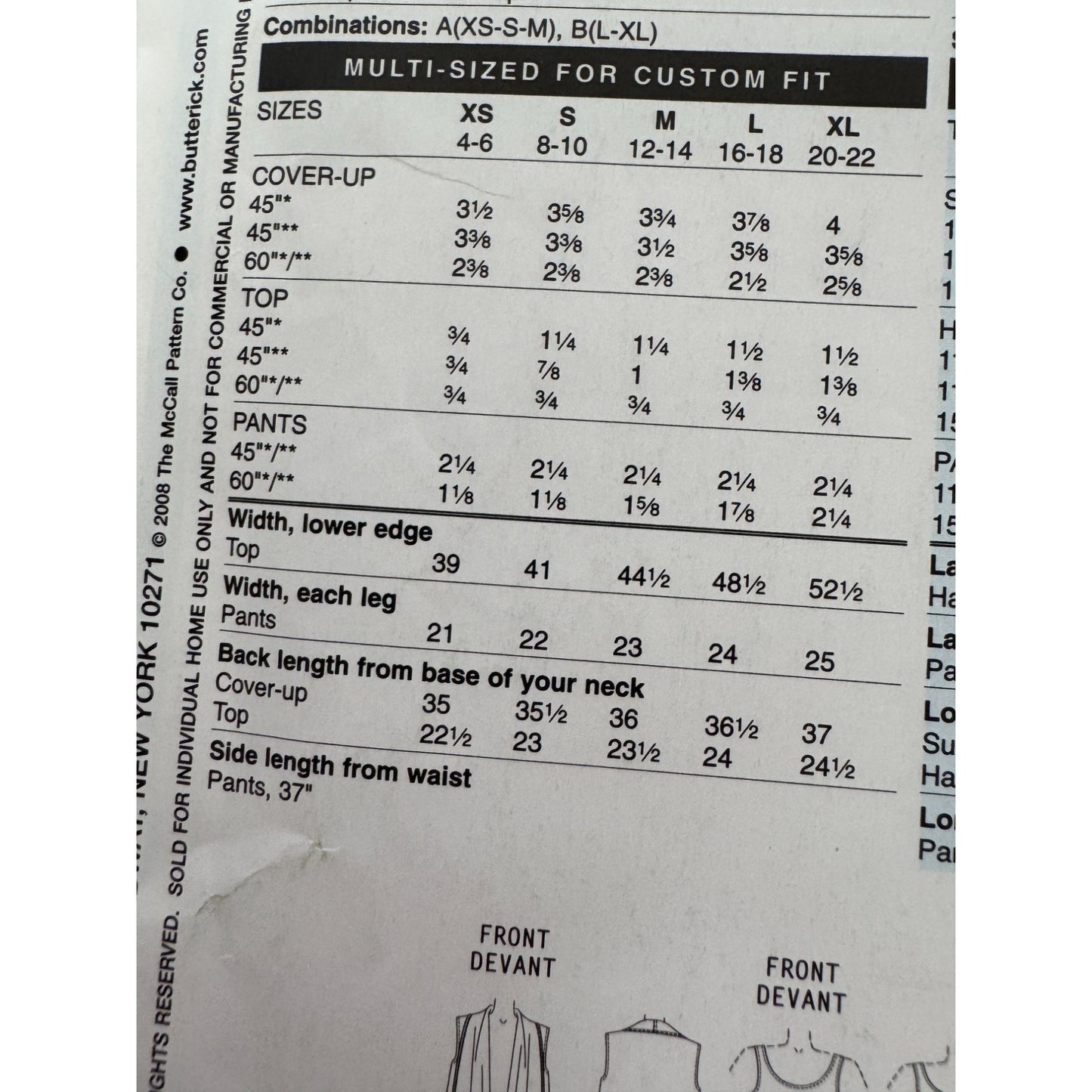 Butterick Sewing Pattern B5170 Cascading Shawl Top Pants Outfit Easy Uncut 4-14