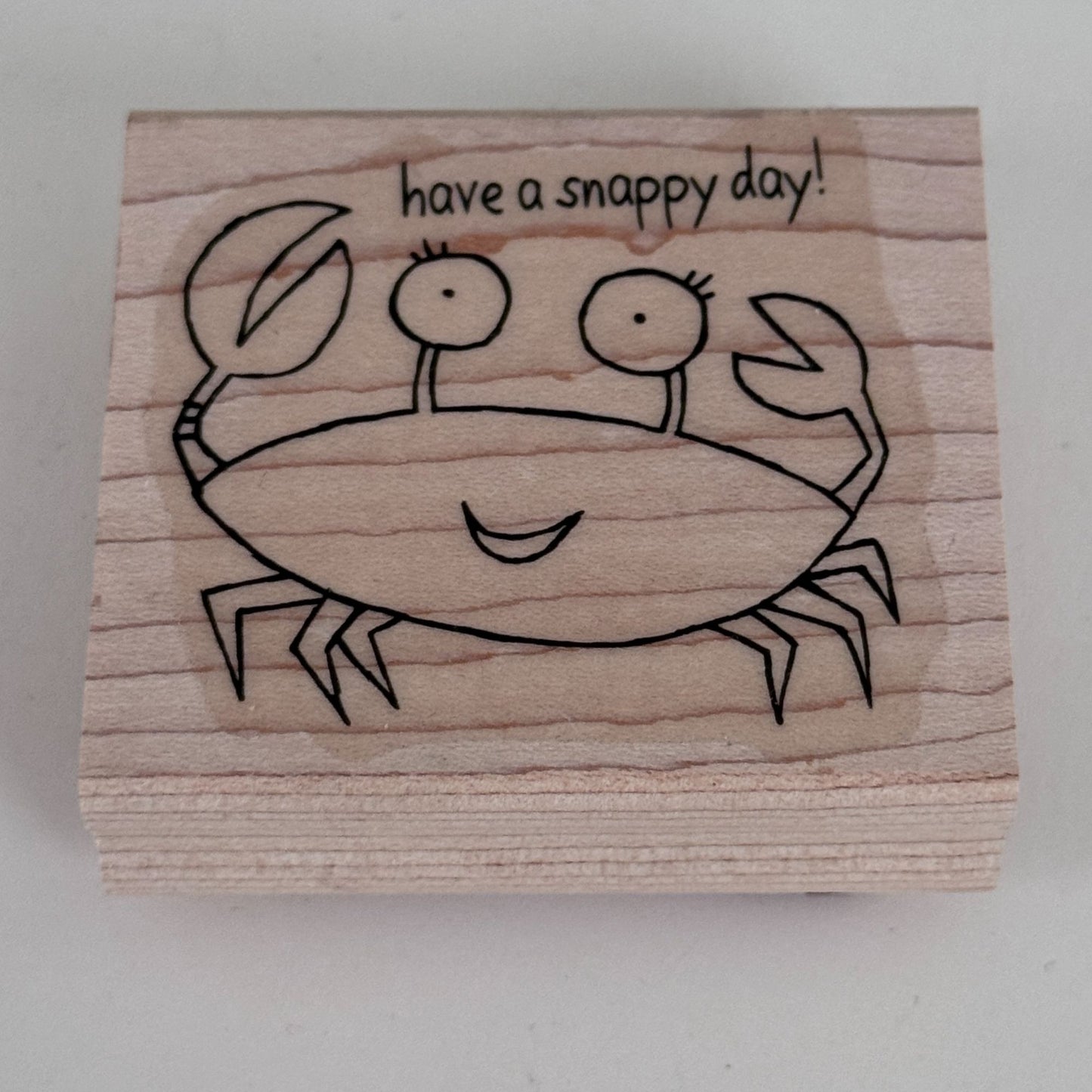 Stampin Up Rubber Stamp Crab Pun Have A Snappy Day Beach Funny Animal Cardmaking