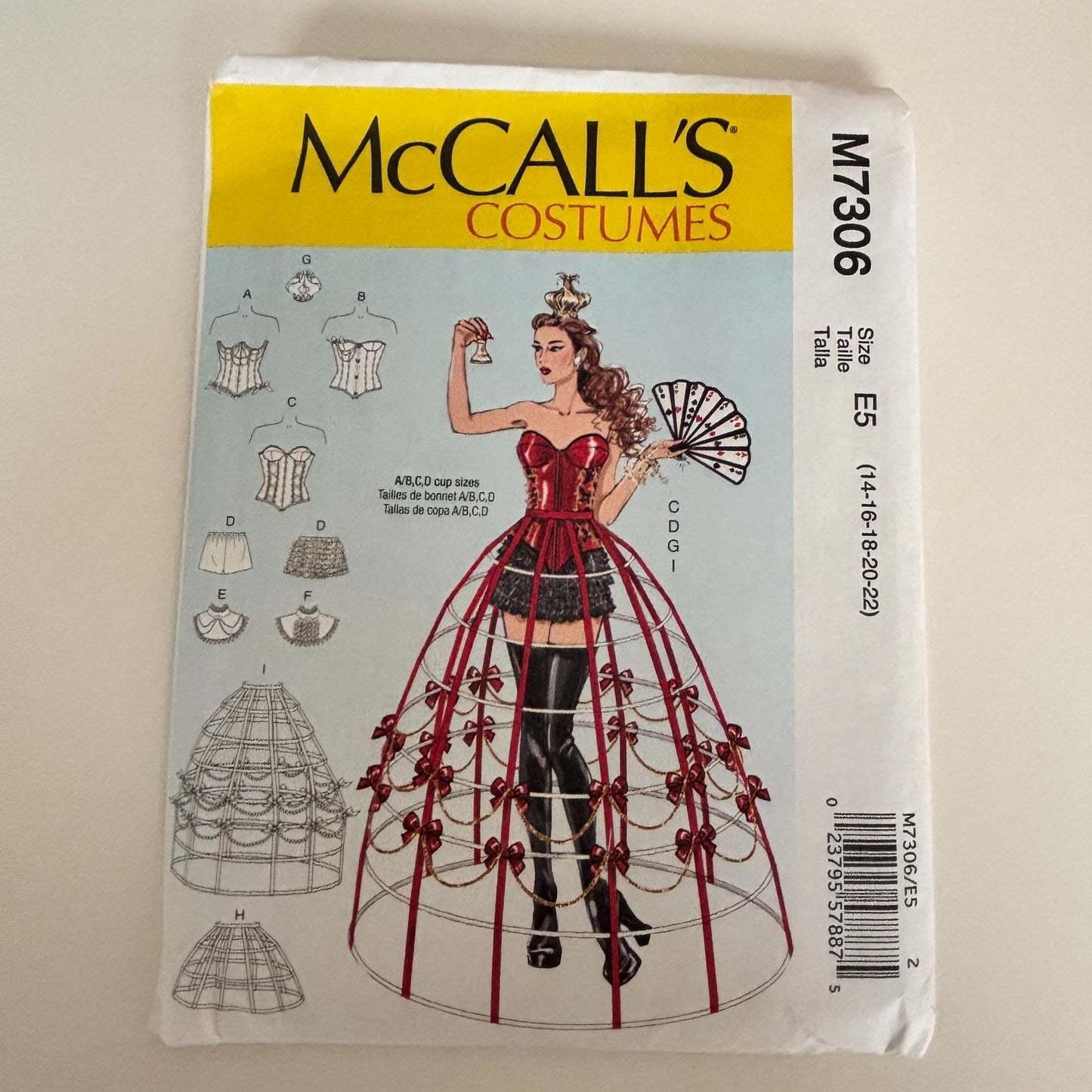 McCalls Sewing Pattern M7306 Costume Corset Hoop Skirt Victorian Fantasy 14-22 Uncut Crown