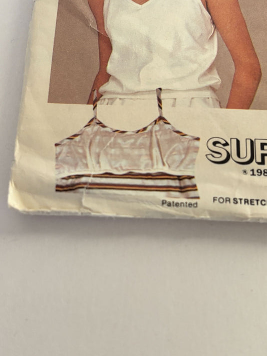 McCalls Sewing Pattern 8690 Support Tops Built in Bras V Neck Ruffles Small UC