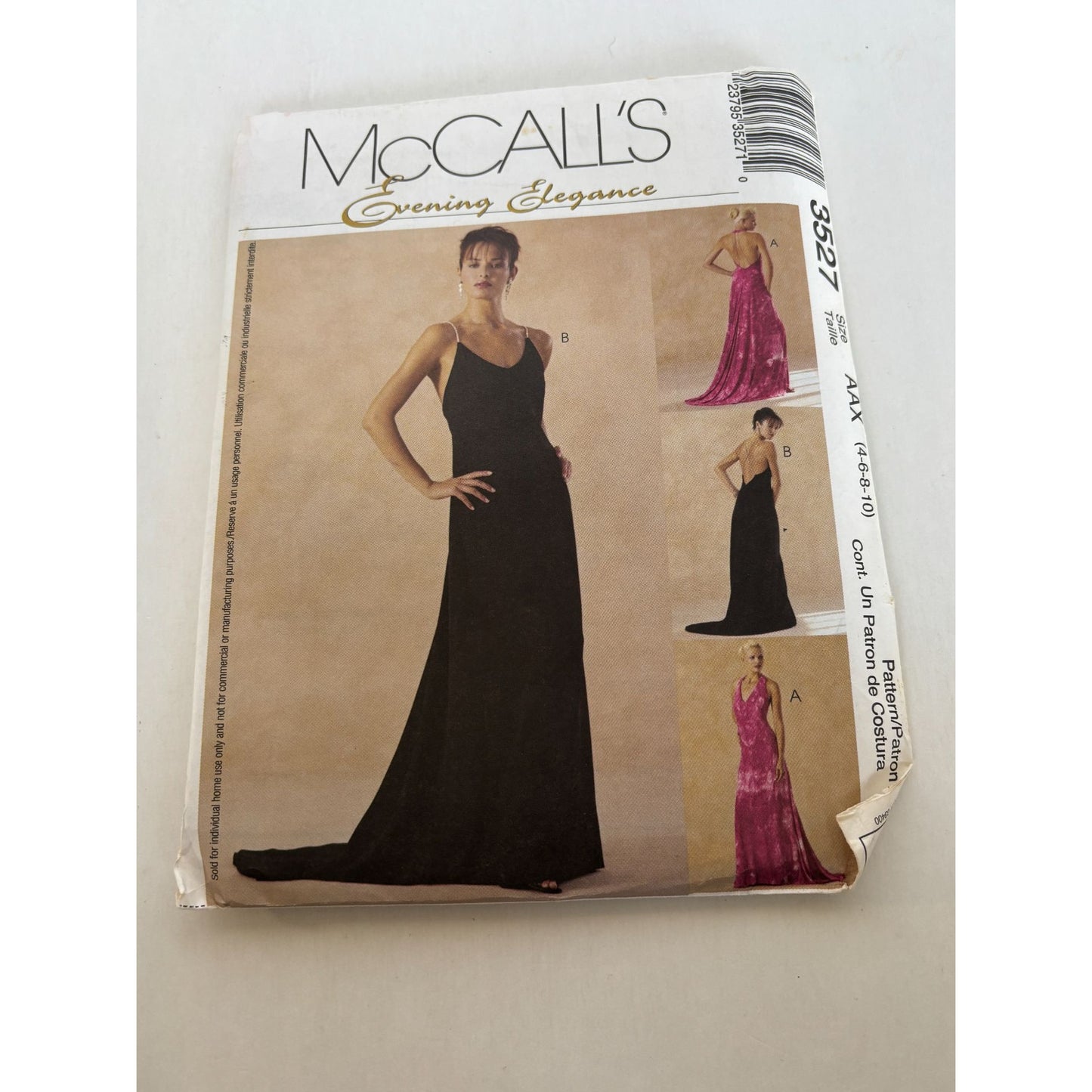McCalls Sewing Pattern 3527 Formal Gown Evening Elegance Prom Dress 4 6 8 10 UC