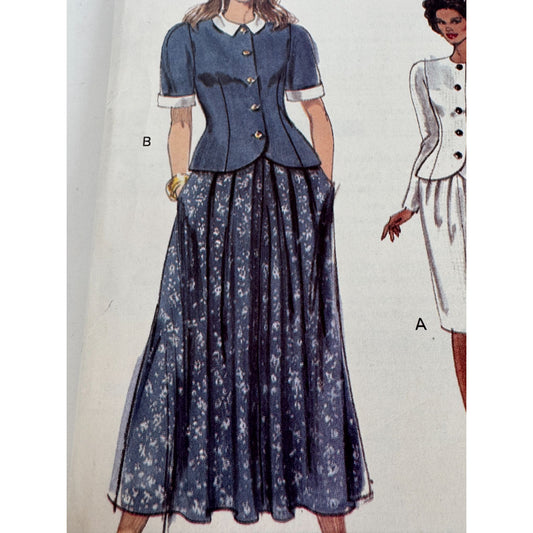 Vogue Sewing Pattern 7716 Misses Top and Tapered or Flared Skirt Size 6 8 10 UC