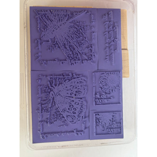 Stampin Up Rubber Stamp Set Measure of a Life Dragonfly Butterfly Bee Roosevelt