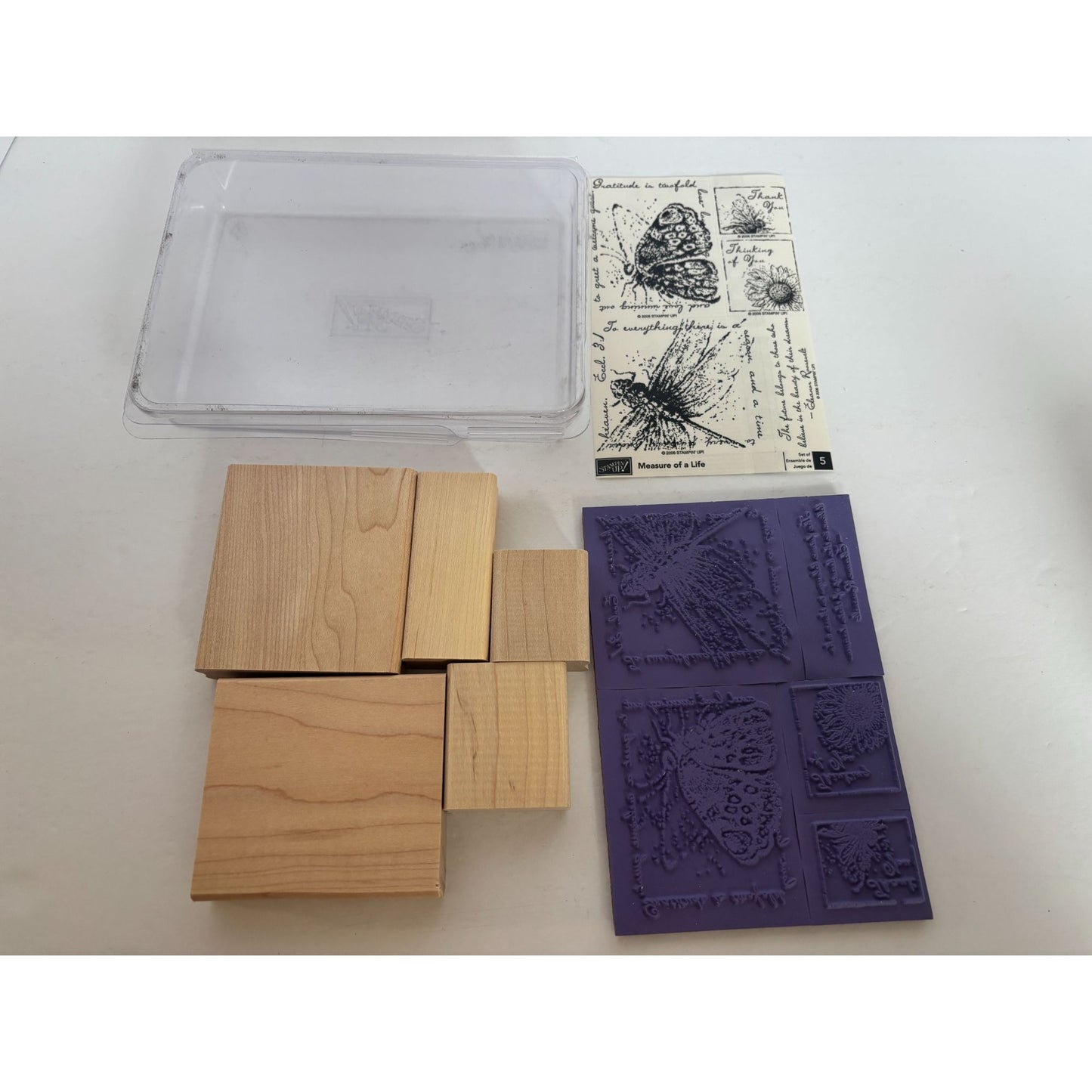 Stampin Up Rubber Stamp Set Measure of a Life Dragonfly Butterfly Bee Roosevelt