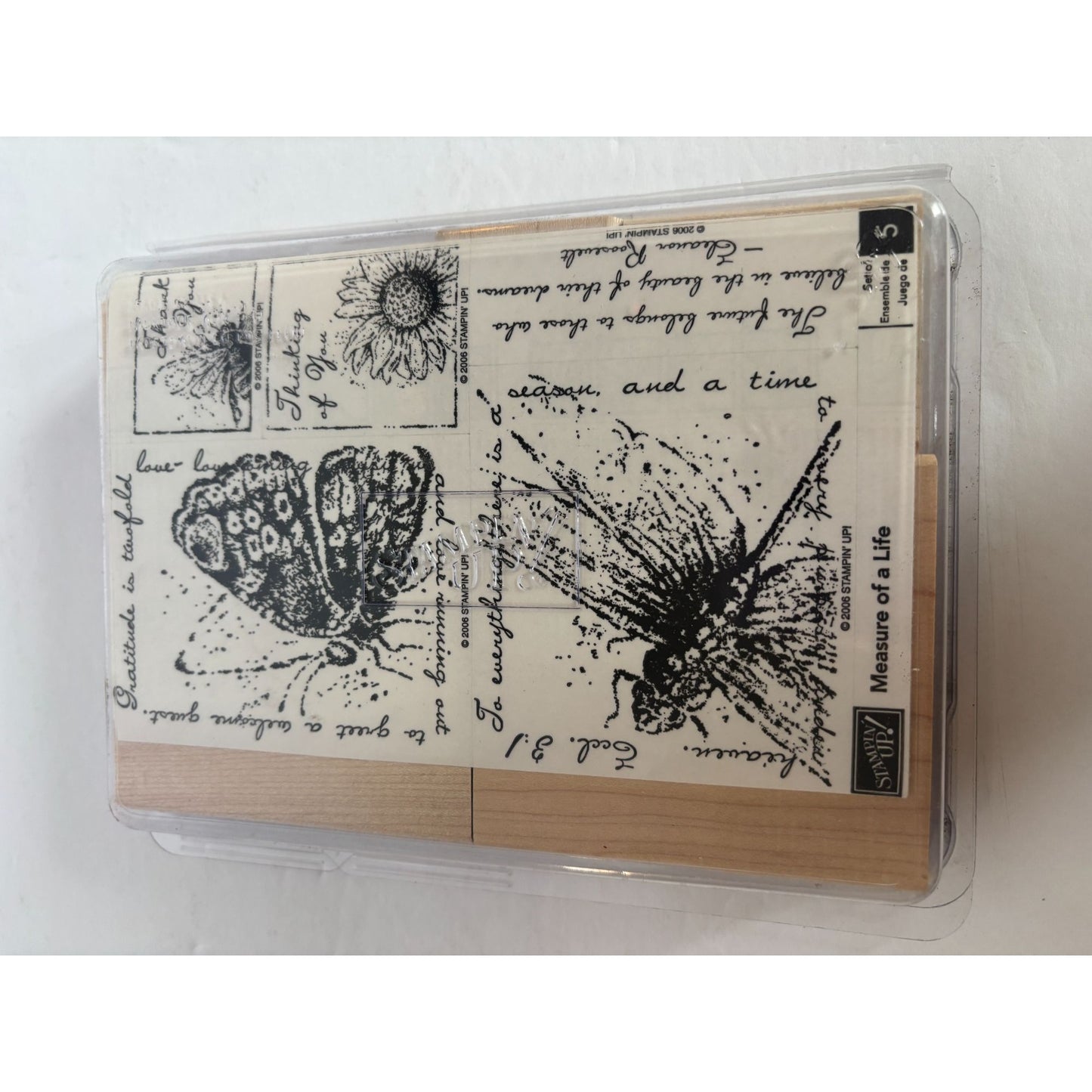Stampin Up Rubber Stamp Set Measure of a Life Dragonfly Butterfly Bee Roosevelt