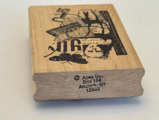 Acey Deucy Rubber Stamp Collage 831 Butterfly Girl Skeleton Key Steampunk Craft