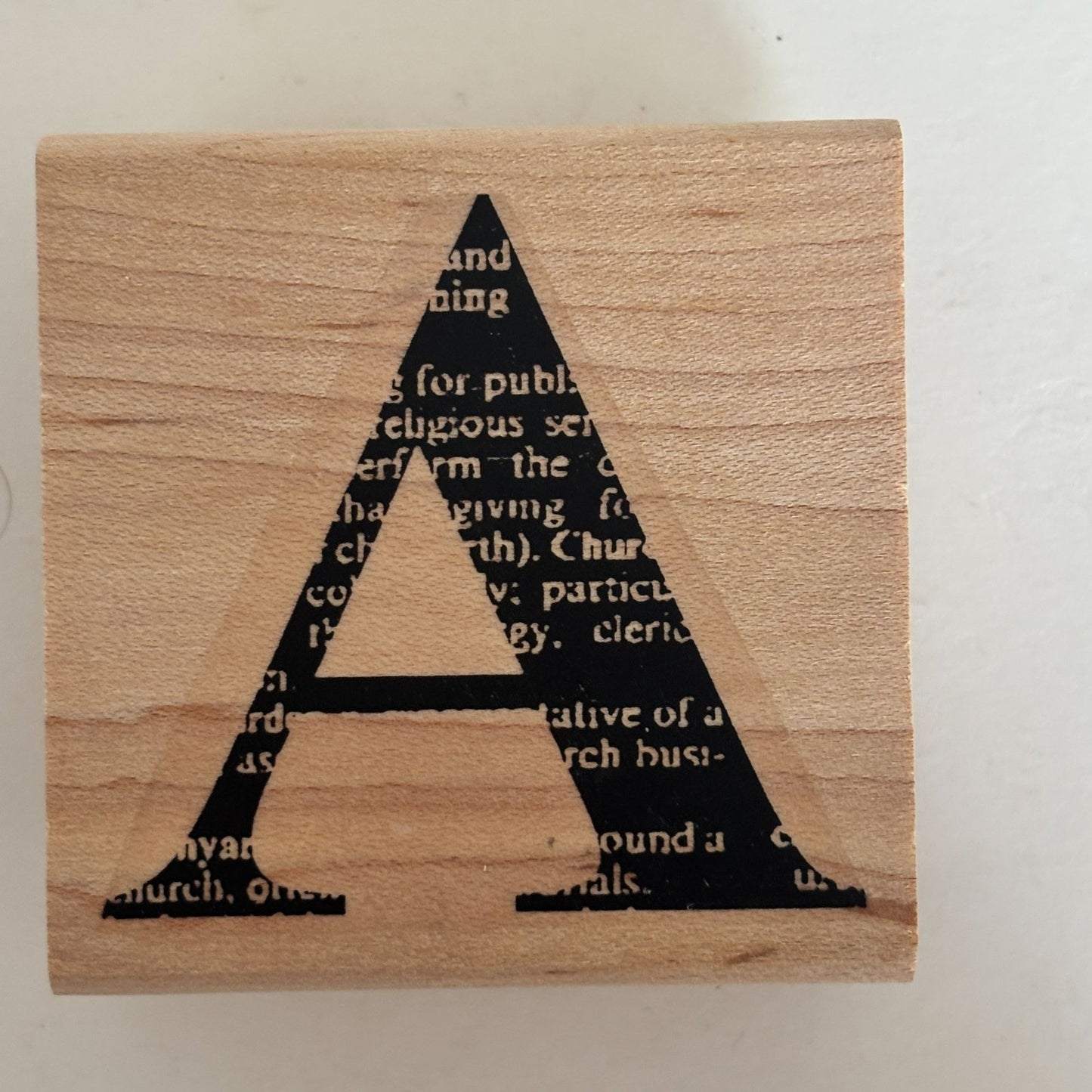 Limited Edition Rubber Stamp Block Letter A Text Background Collage Mixed Media Cardmaking Craft