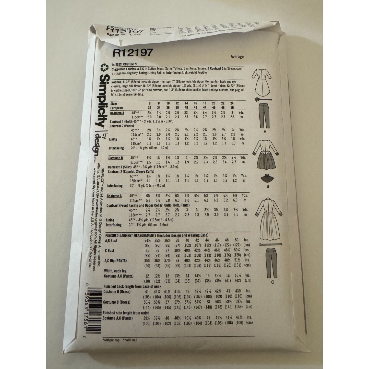 Simplicity Sewing Pattern R12197 Halloween Costume Witch Christmas Elf 16-24 UC