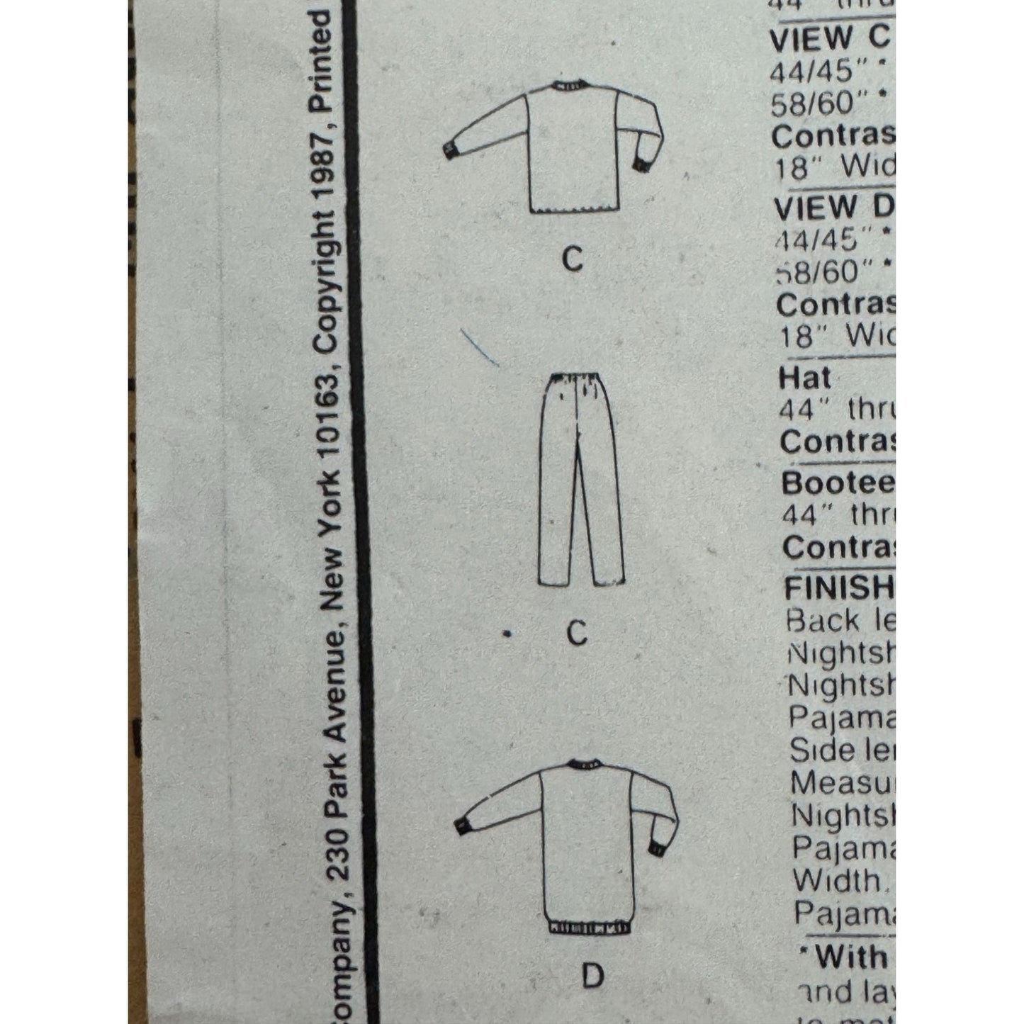 McCalls Sewing Pattern 3389 Girls Pajamas Hat Nightshirt Medium 8 10 Uncut 1980s