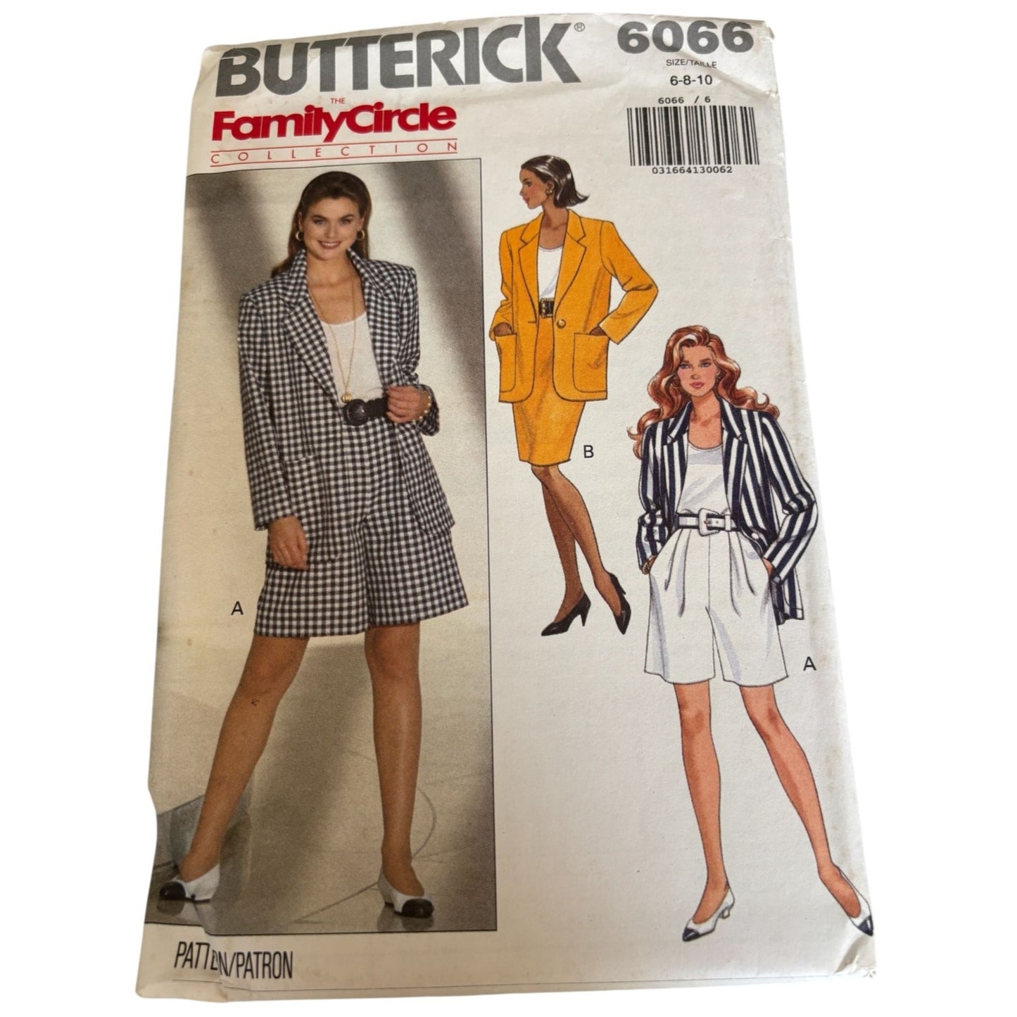 Butterick Sewing Pattern 6066 Work Jacket Top Skirt Shorts Career 6 8 10 Uncut