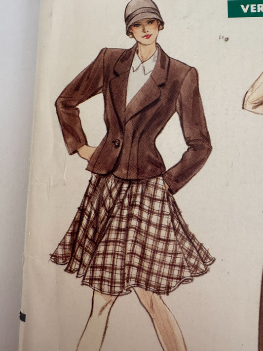 Vogue Sewing Pattern 7337 Misses Jacket Flared Skirt Pants 1980s Outfit 8 10 12