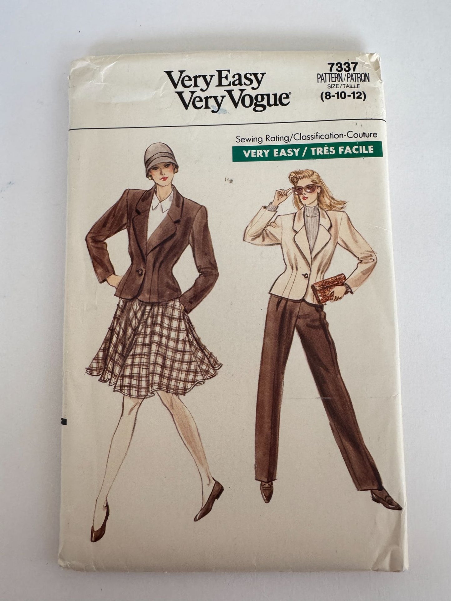 Vogue Sewing Pattern 7337 Misses Jacket Flared Skirt Pants 1980s Outfit 8 10 12