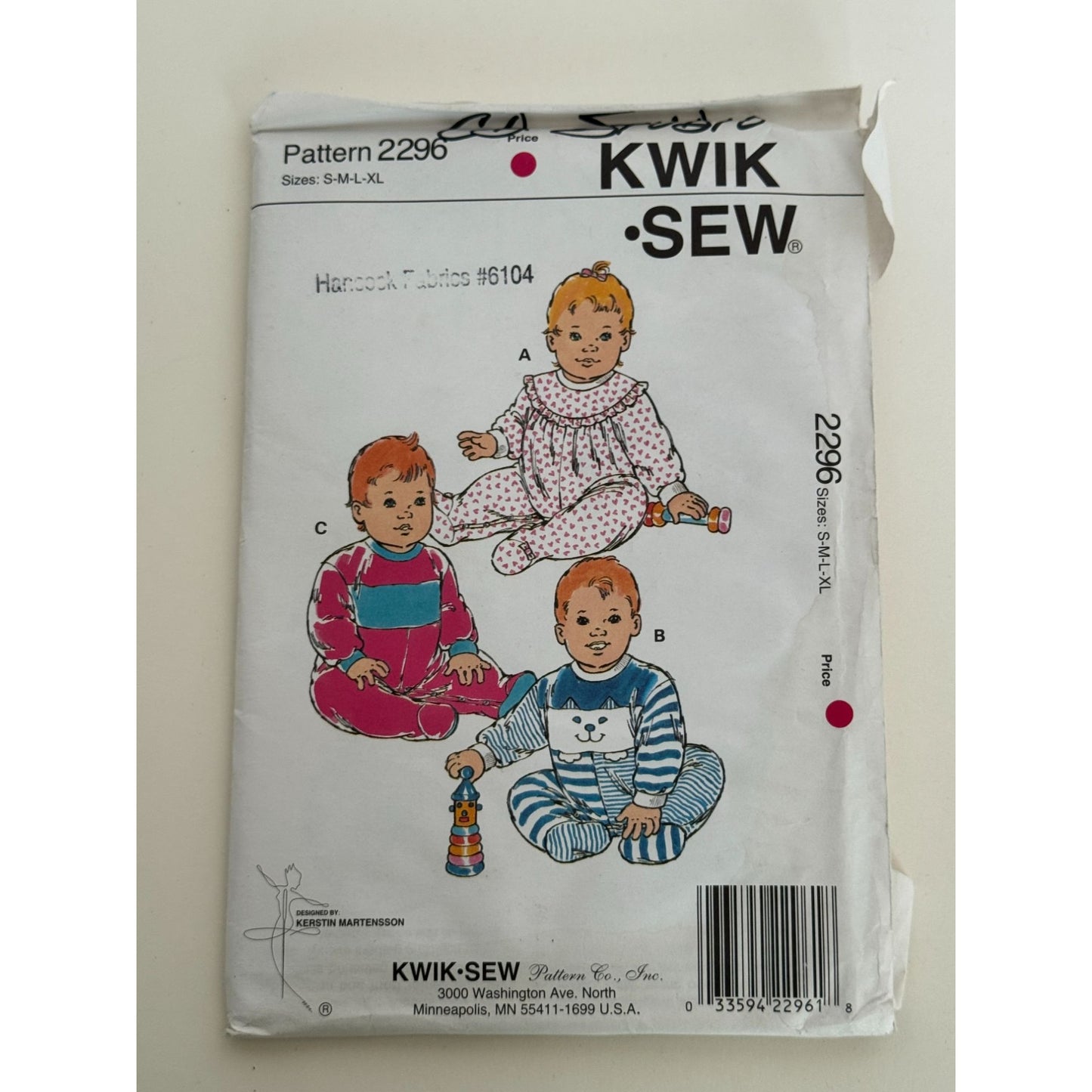 Kwik Sew Sewing Pattern 2296 Baby Jumpsuits Rompers Snaps Newborn to 18M Uncut