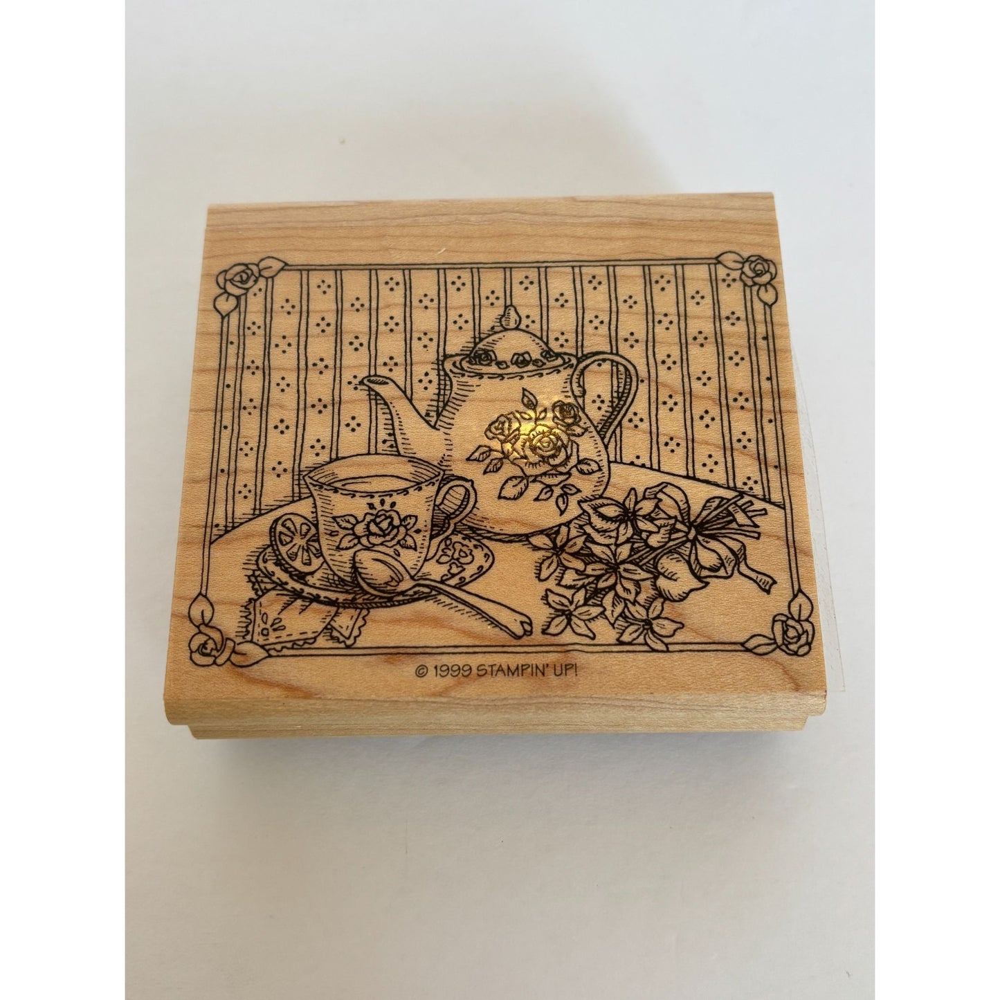 Stampin Up Wood Rubber Stamp Teapot Teacup Tea Set Tea Party Invitation Friends