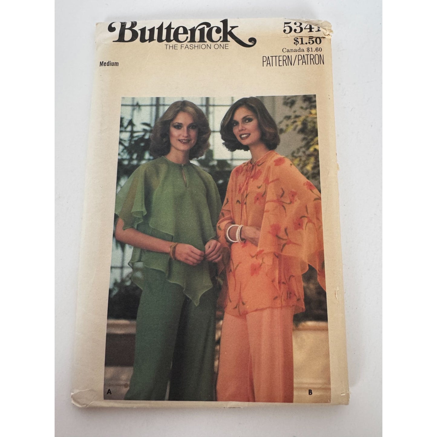 Butterick Sewing Pattern 5341 Blouse Top Capelet Layers Medium 1970s Vintage UC