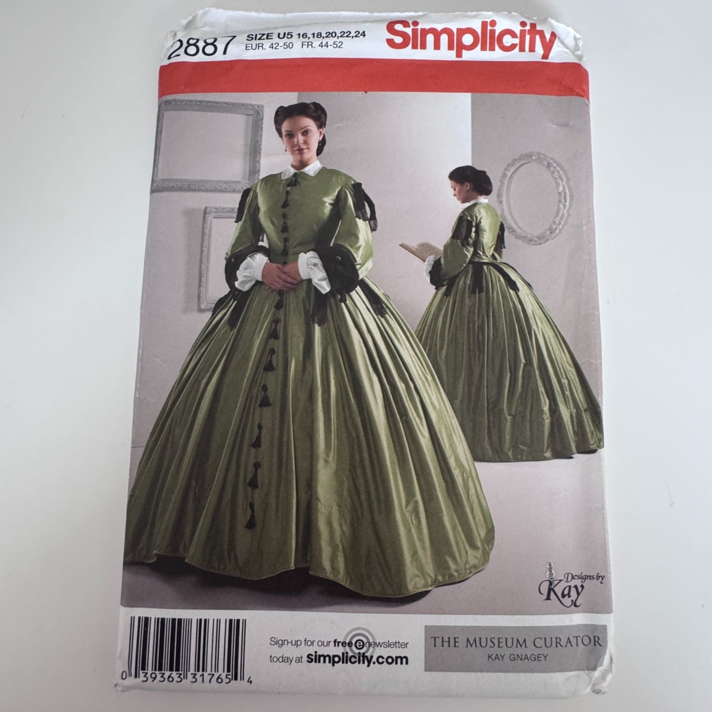 Simplicity Sewing Pattern 2887 Civil War Dress Costume Victorian Gown 16-24 Uncut Halloween