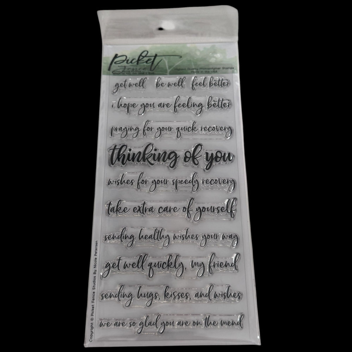Picket Fence Studios Photopolymer Stamp Set Ways To Say Get Well Soon Cardmaking Words